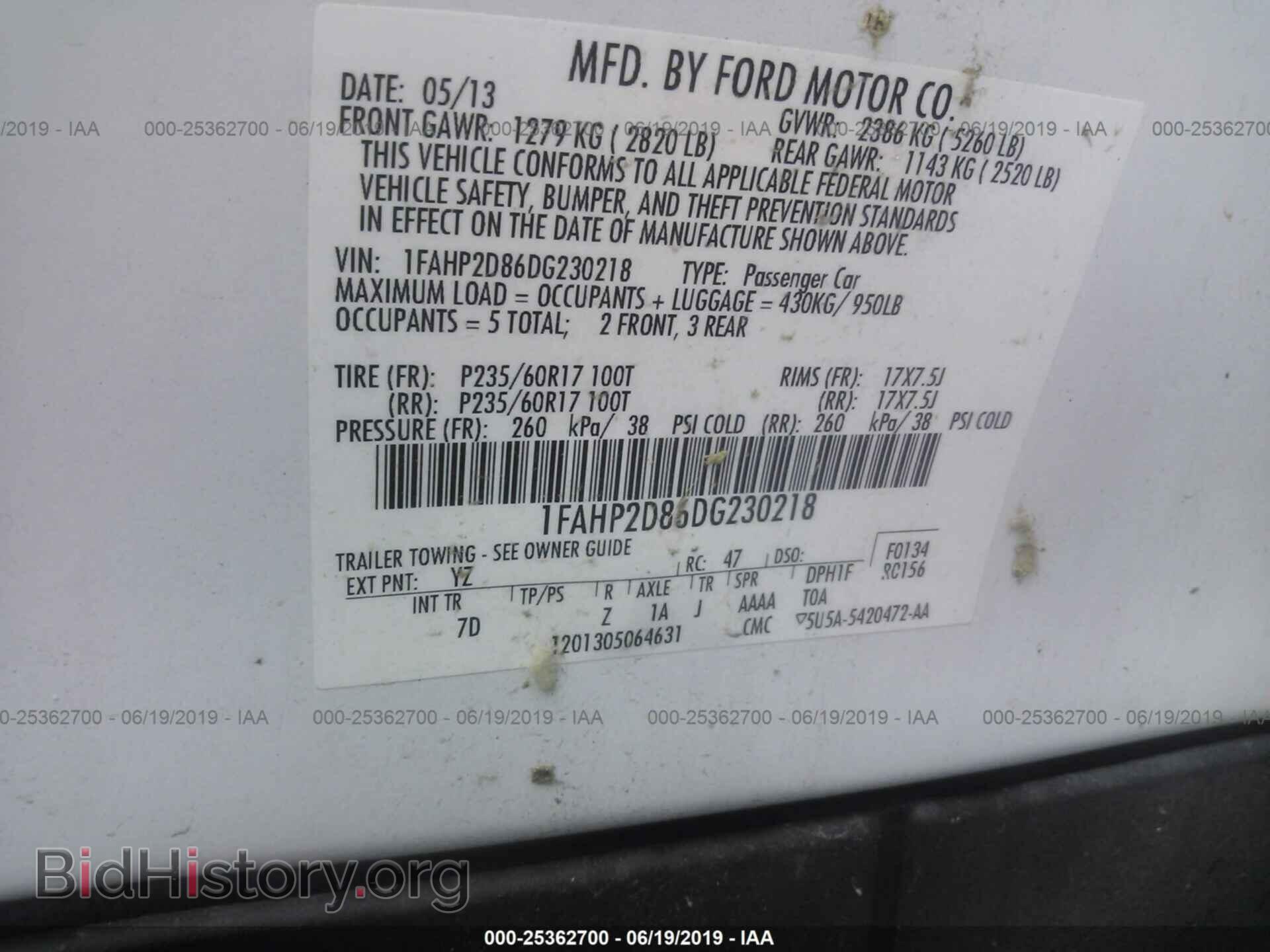 2013 FORD TAURUS - VIN: 1FAHP2D86DG230218 - Photo 9