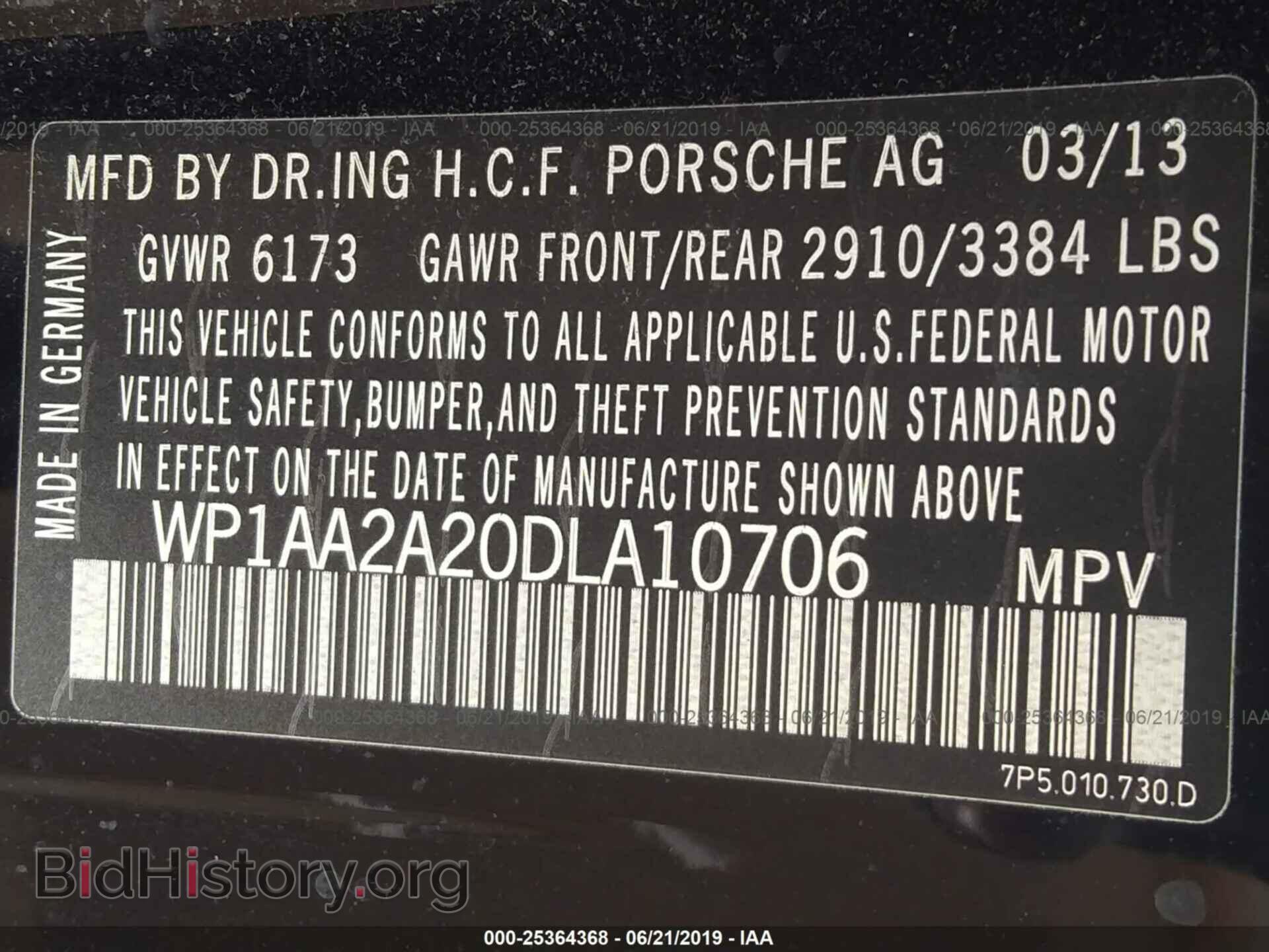 2013 PORSCHE CAYENNE - VIN: WP1AA2A20DLA10706 - Photo 9