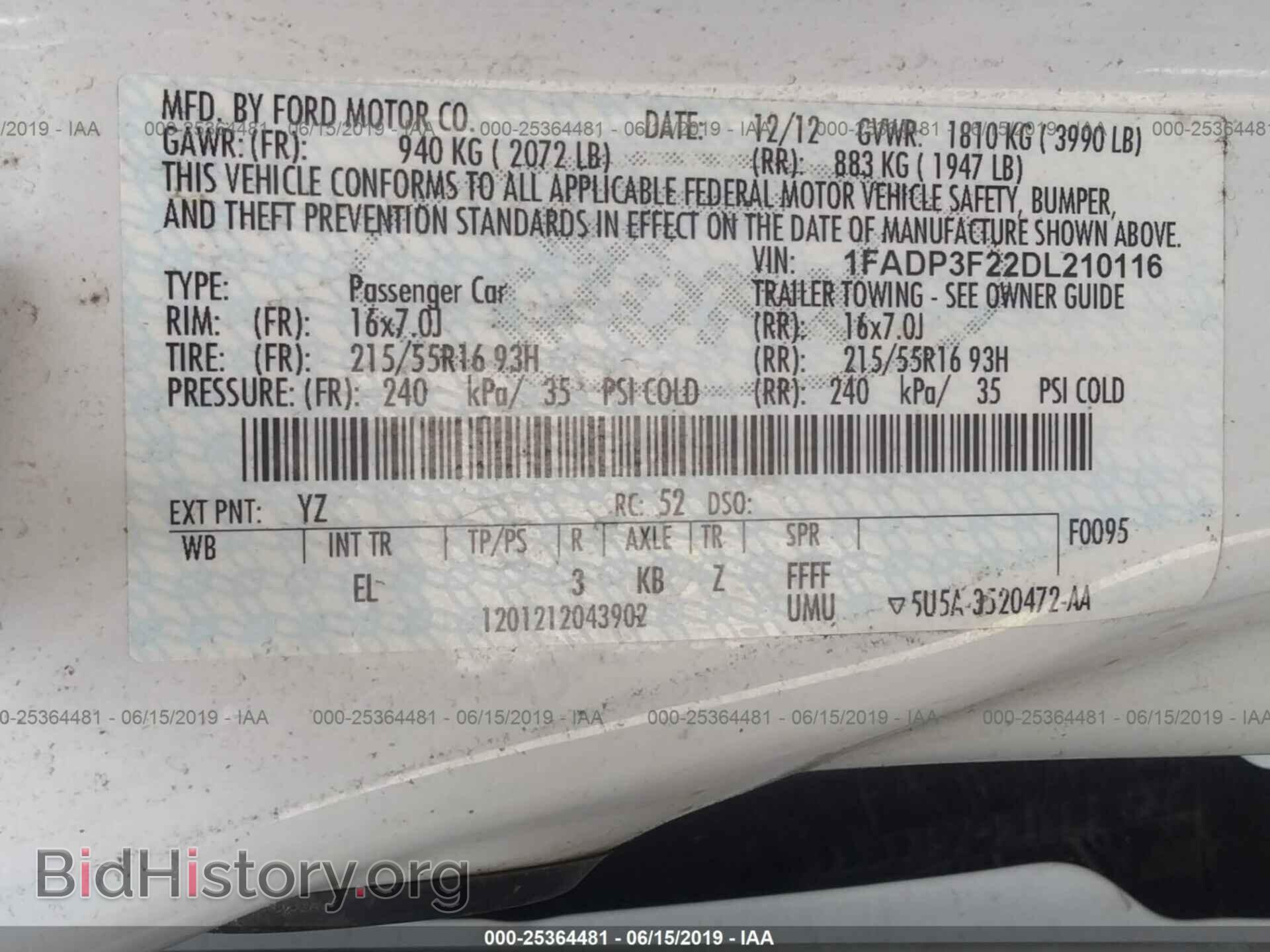 2013 FORD FOCUS - VIN: 1FADP3F22DL210116 - Фото 9