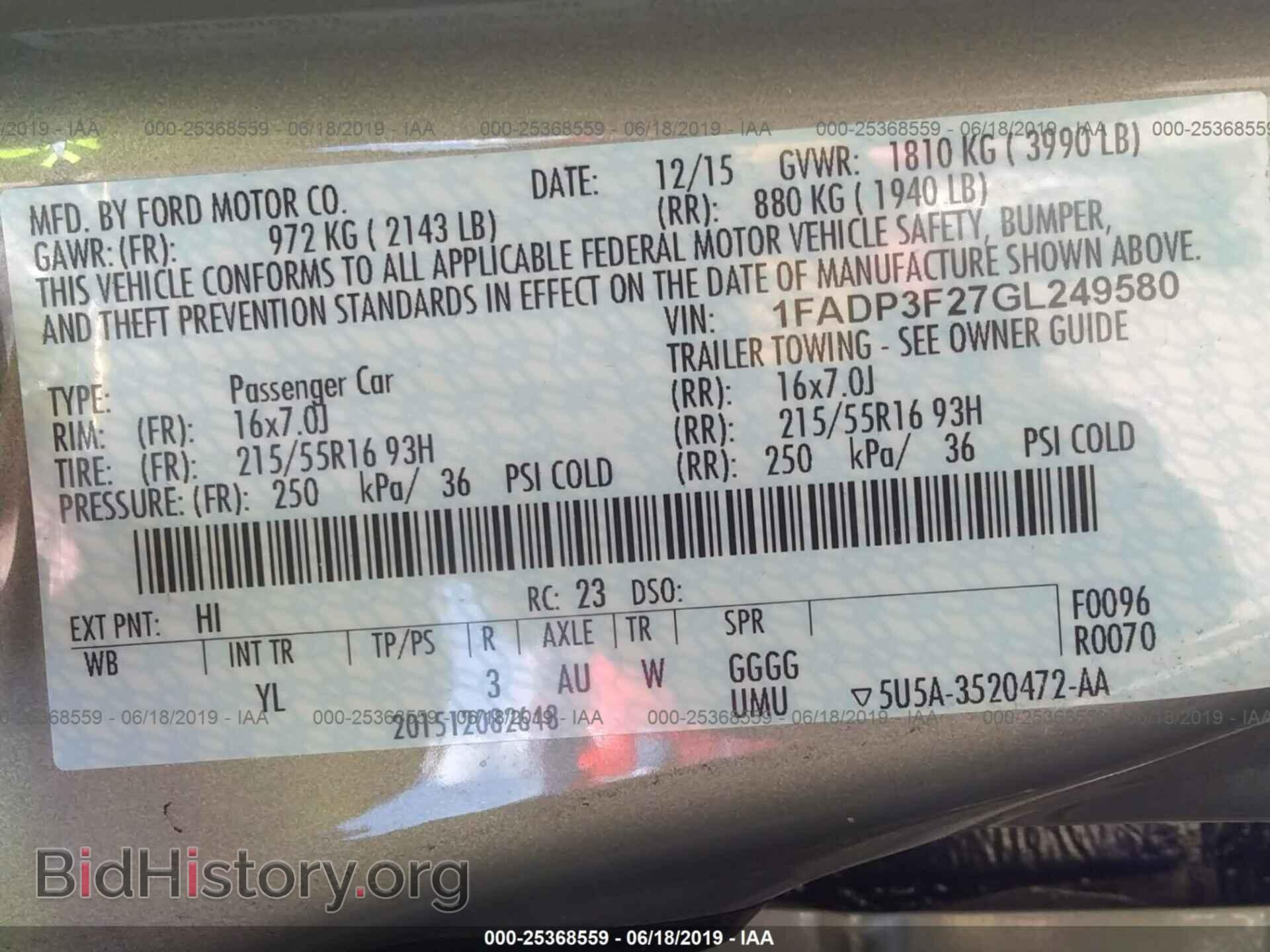 2016 FORD FOCUS - VIN: 1FADP3F27GL249580 - Фото 9