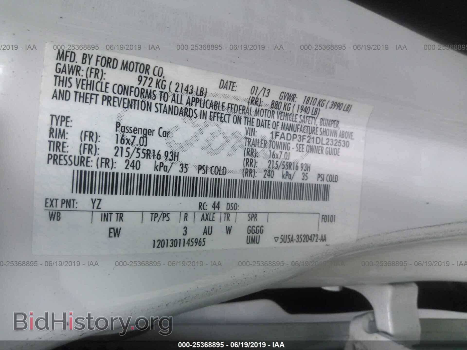 2013 FORD FOCUS - VIN: 1FADP3F21DL232530 - Фото 9