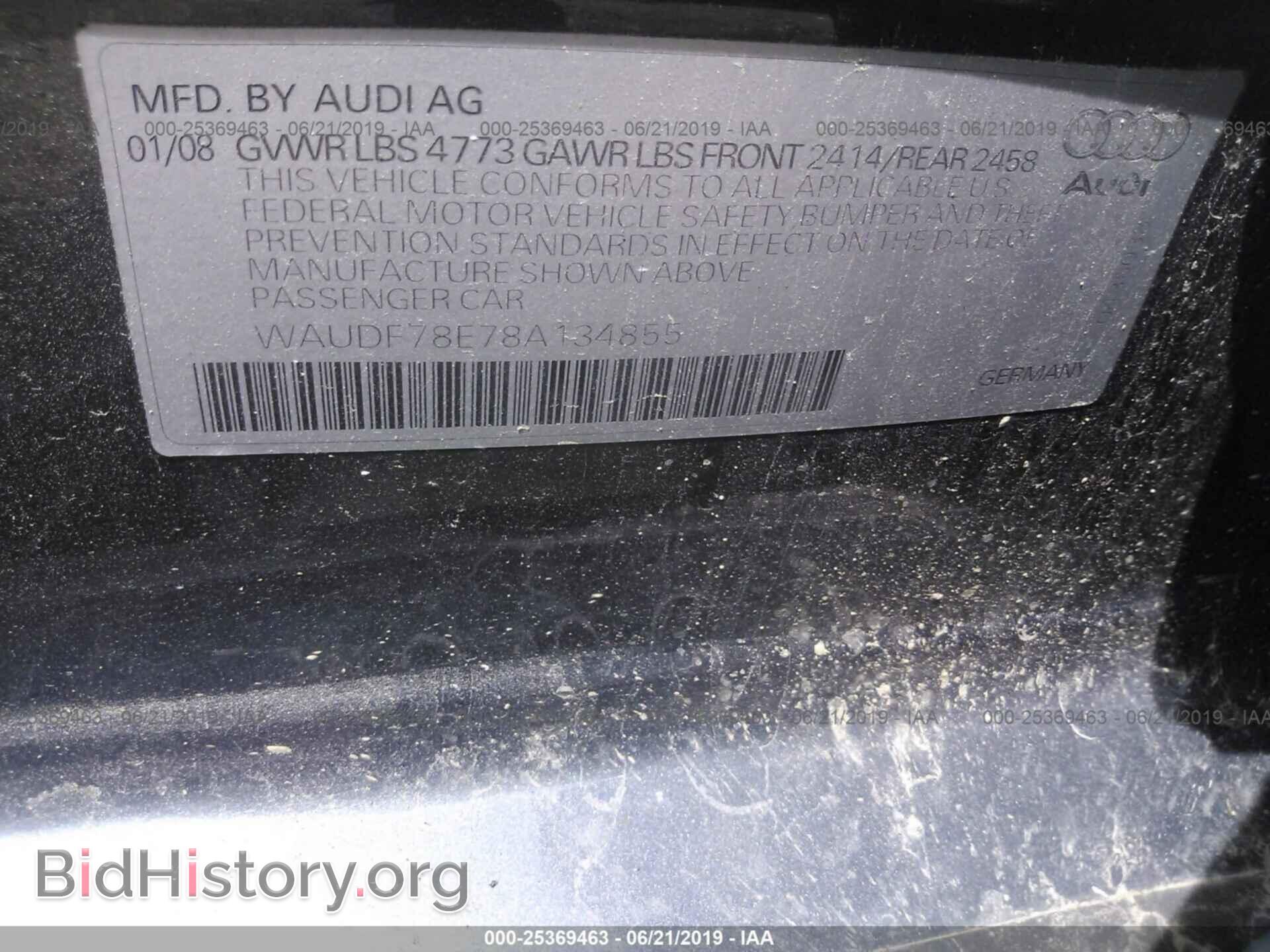 2008 AUDI A4 - VIN: WAUDF78E78A134855 - Фото 9