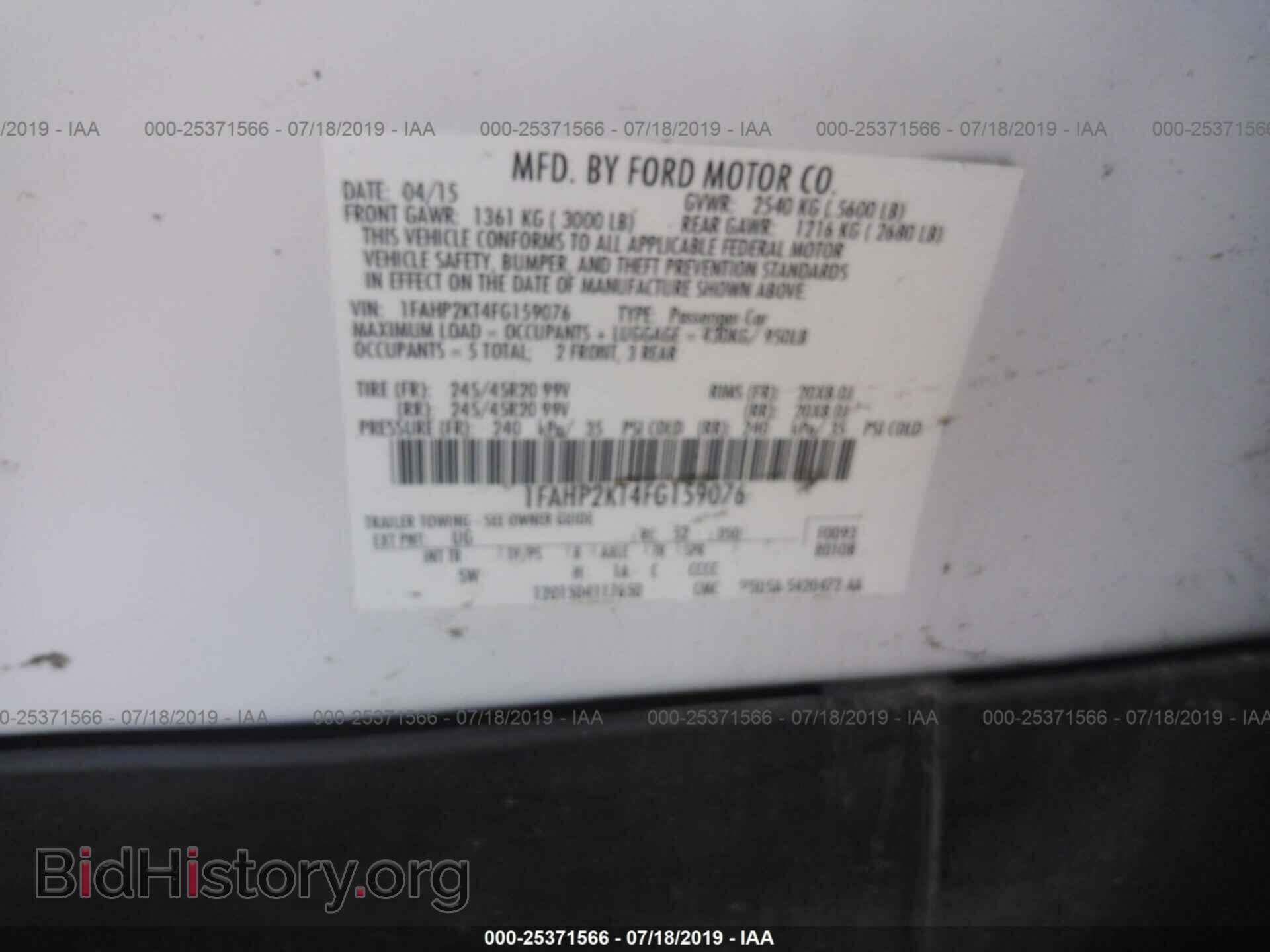 2015 FORD TAURUS - VIN: 1FAHP2KT4FG159076 - Фото 9