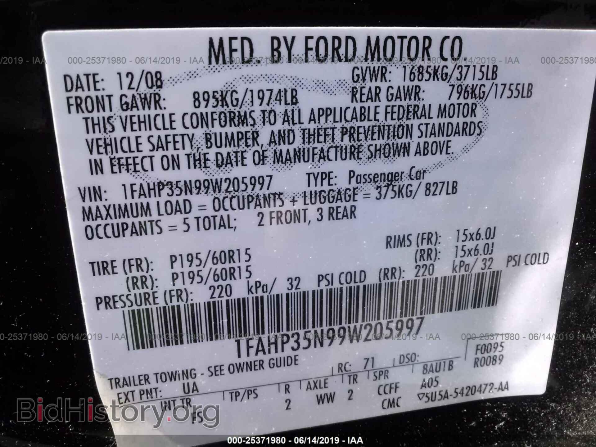 2009 FORD FOCUS - VIN: 1FAHP35N99W205997 - Photo 9