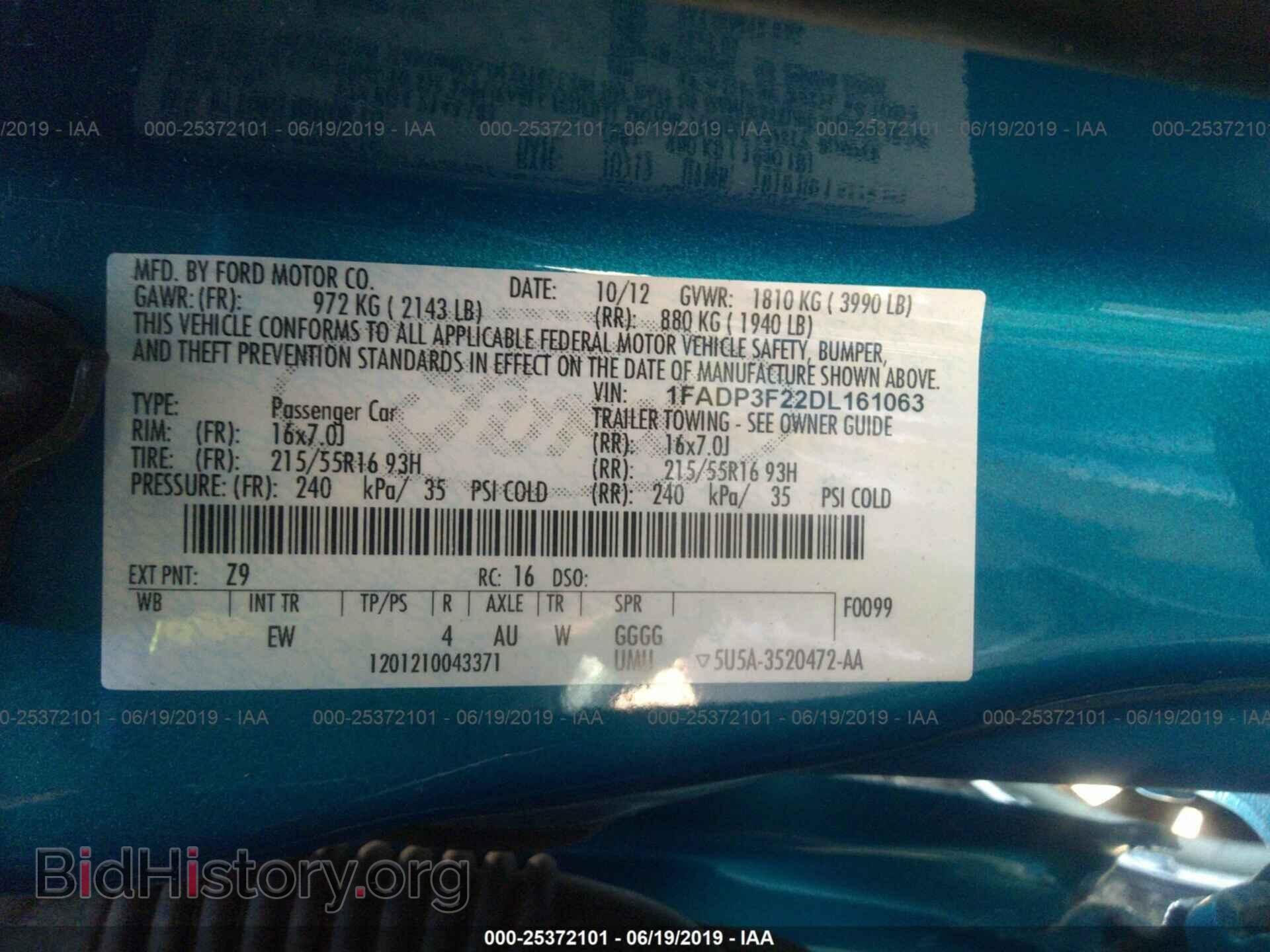 2013 FORD FOCUS - VIN: 1FADP3F22DL161063 - Фото 9