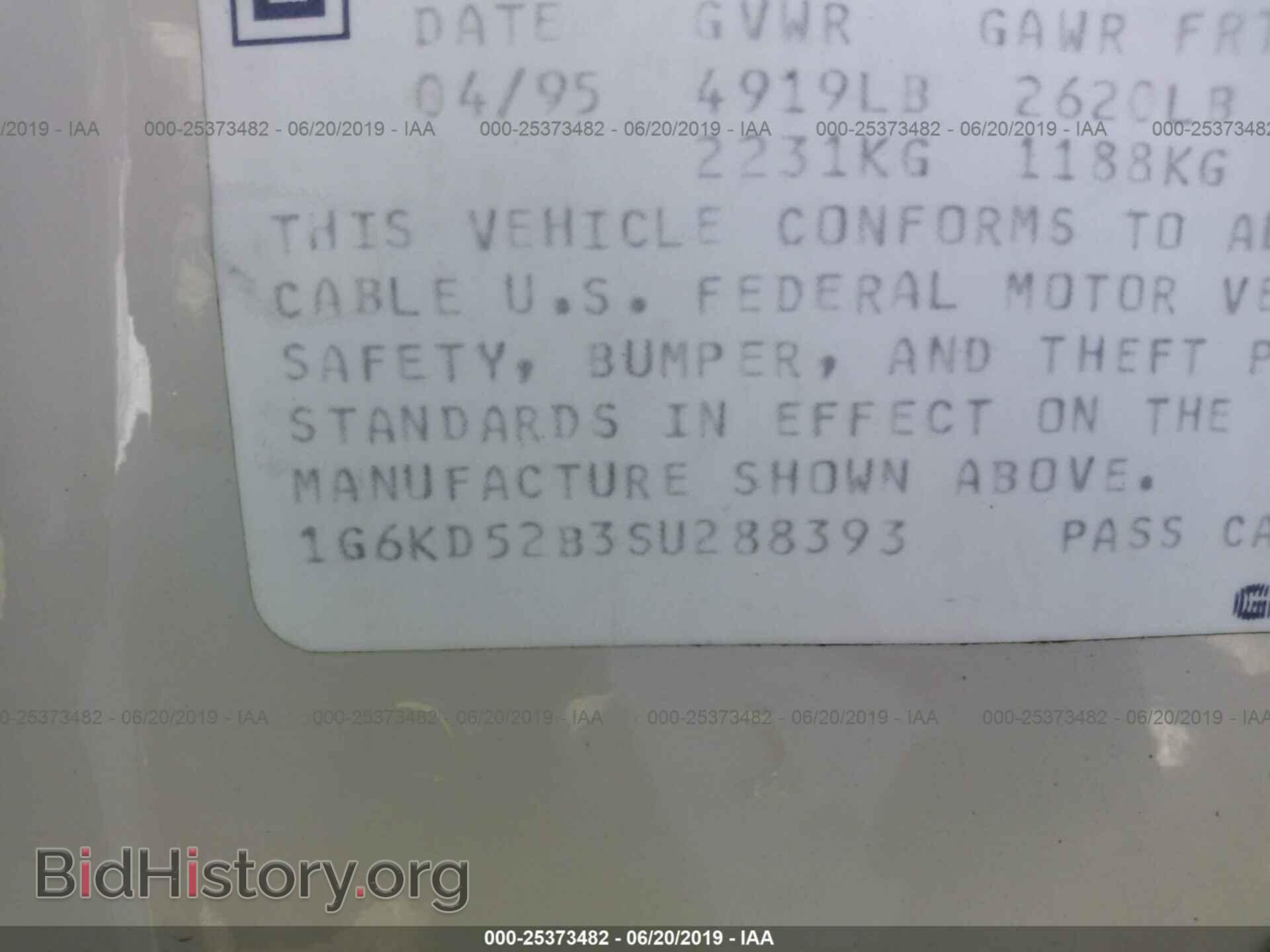 1995 CADILLAC DEVILLE - VIN: 1G6KD52B3SU288393 - Photo 9