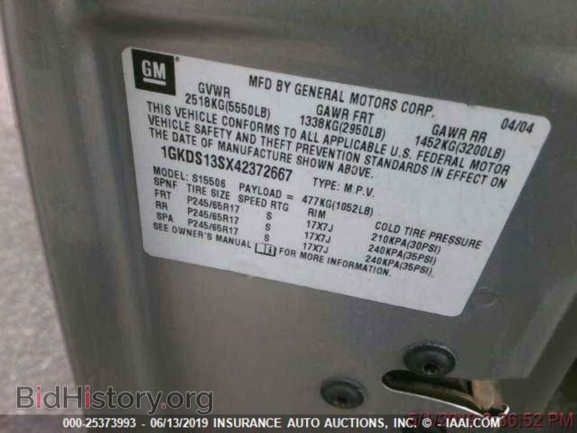 2004 GMC ENVOY - VIN: 1GKDS13SX42372667 - Фото 9