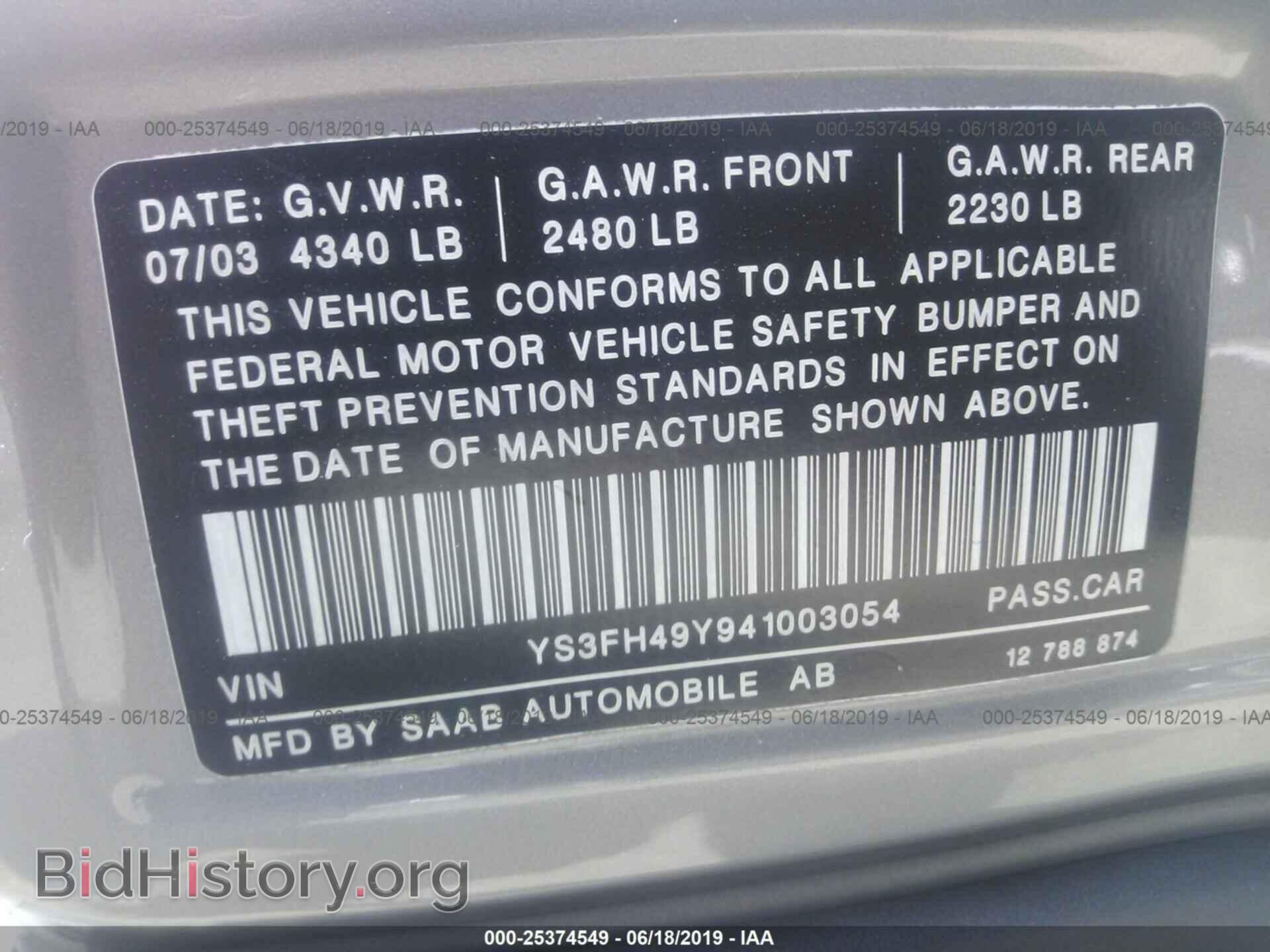 2004 SAAB 9-3 - VIN: YS3FH49Y941003054 - Фото 9