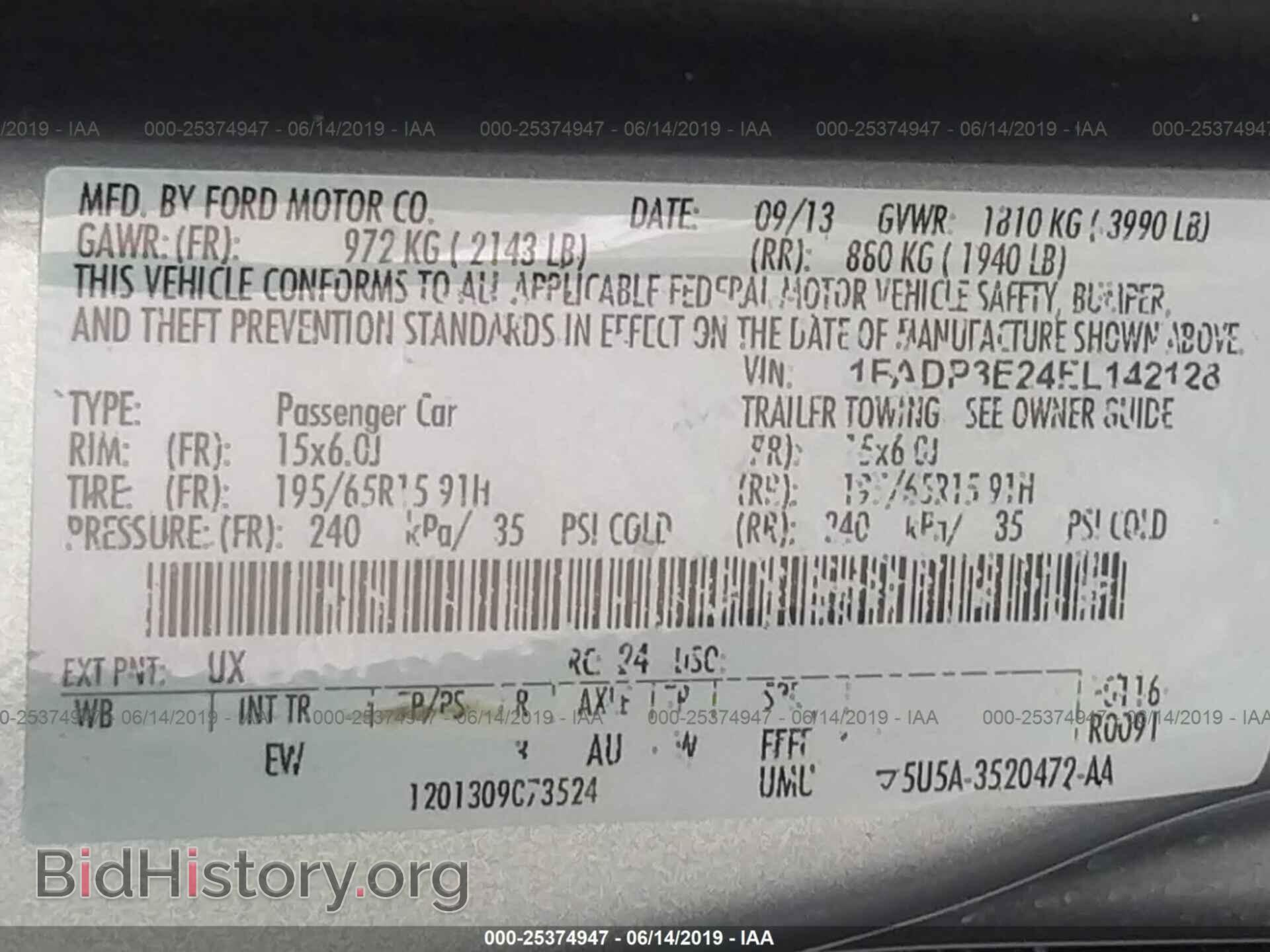 2014 FORD FOCUS - VIN: 1FADP3E24EL142128 - Фото 9