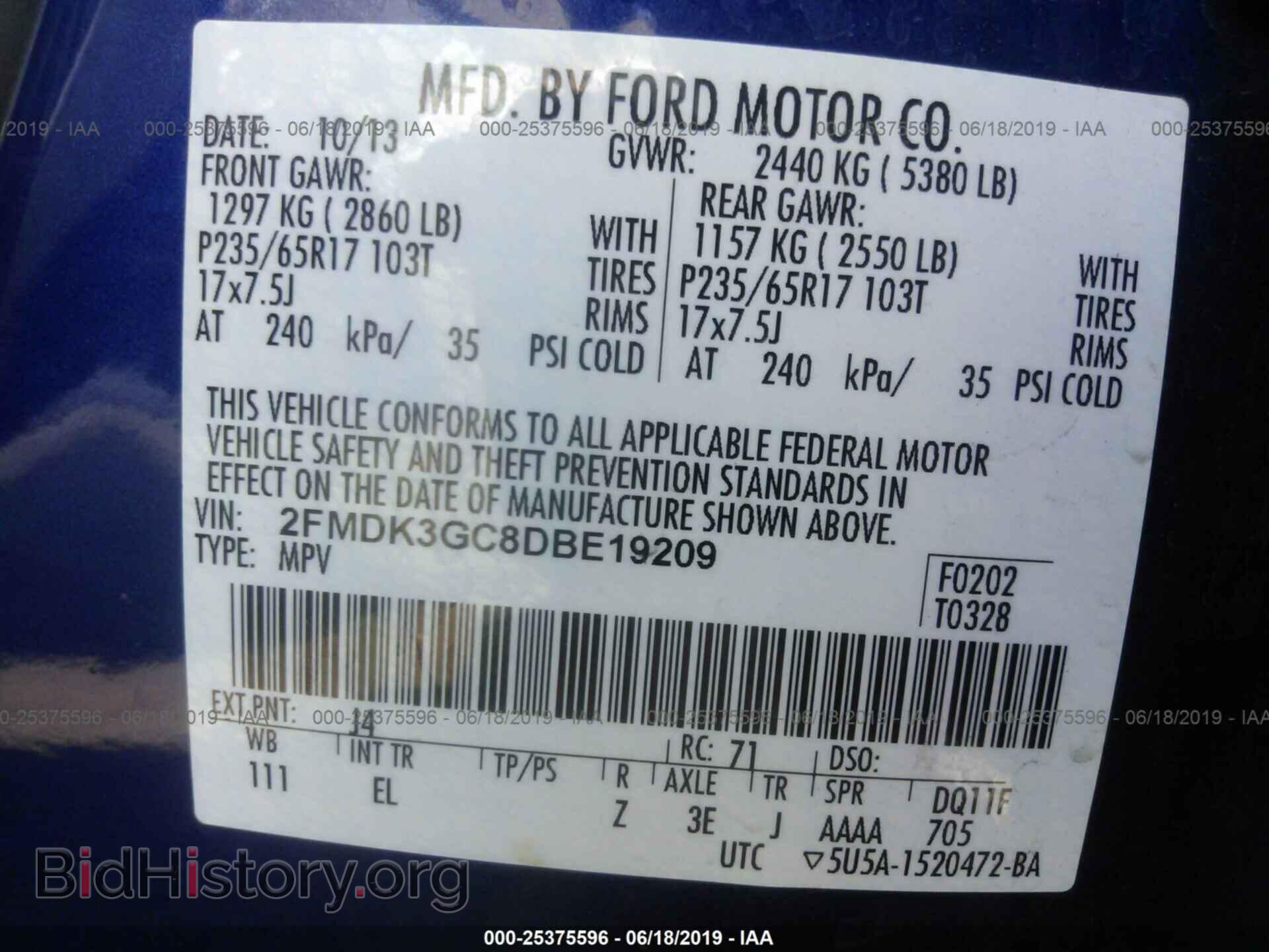 2013 FORD EDGE - VIN: 2FMDK3GC8DBE19209 - Фото 9