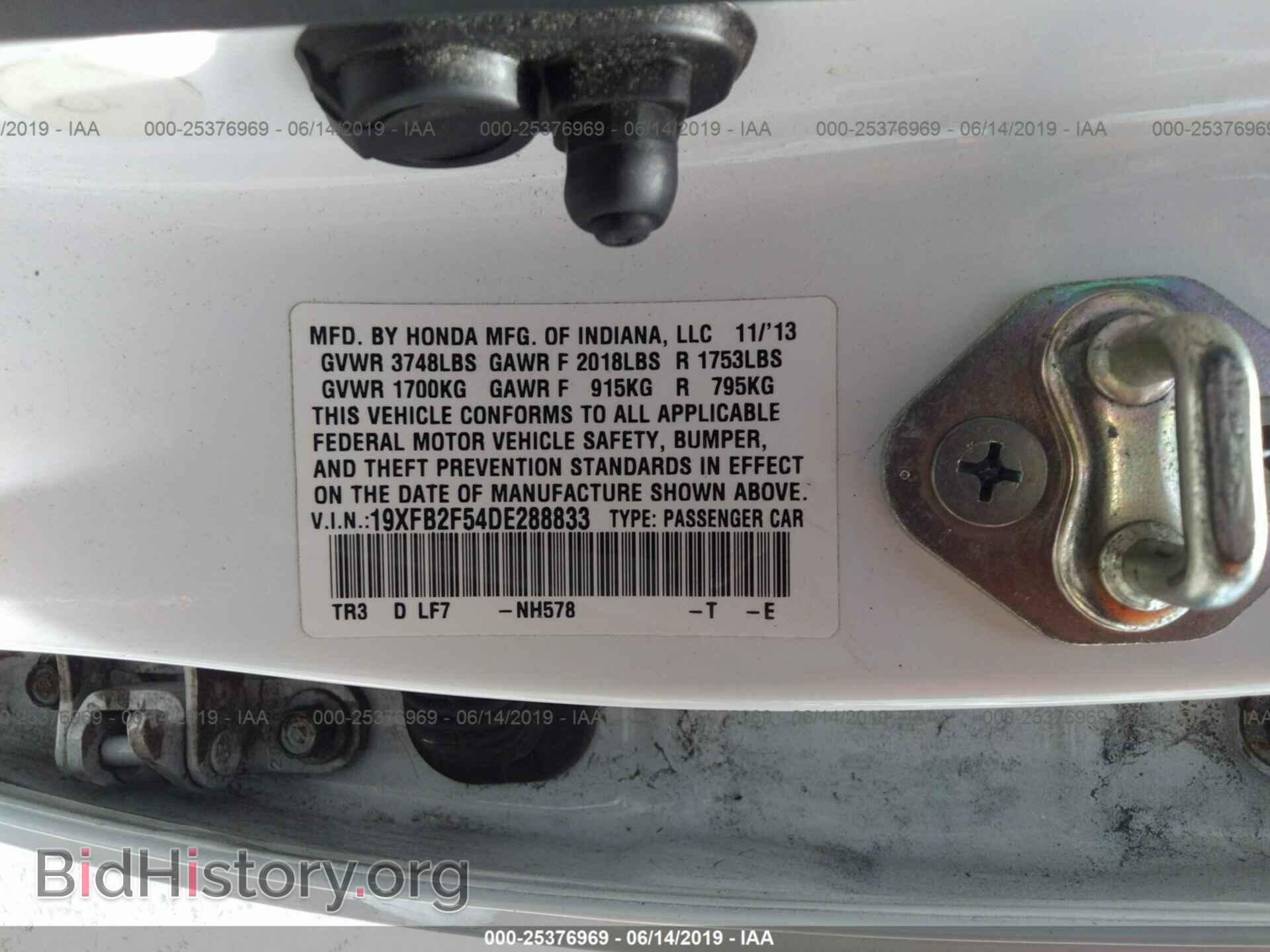 2013 HONDA CIVIC - VIN: 19XFB2F54DE288833 - Фото 9