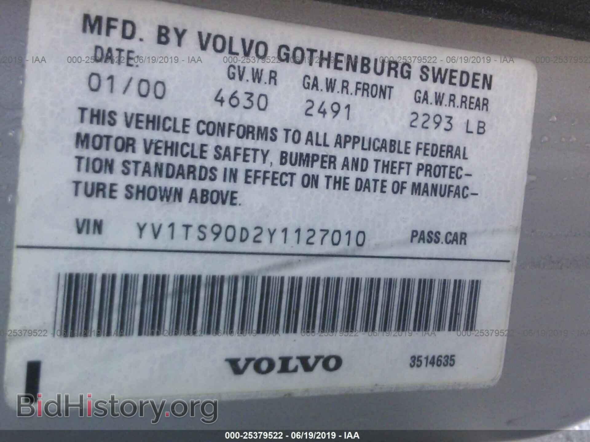 2000 VOLVO S80 - VIN: YV1TS90D2Y1127010 - Фото 9