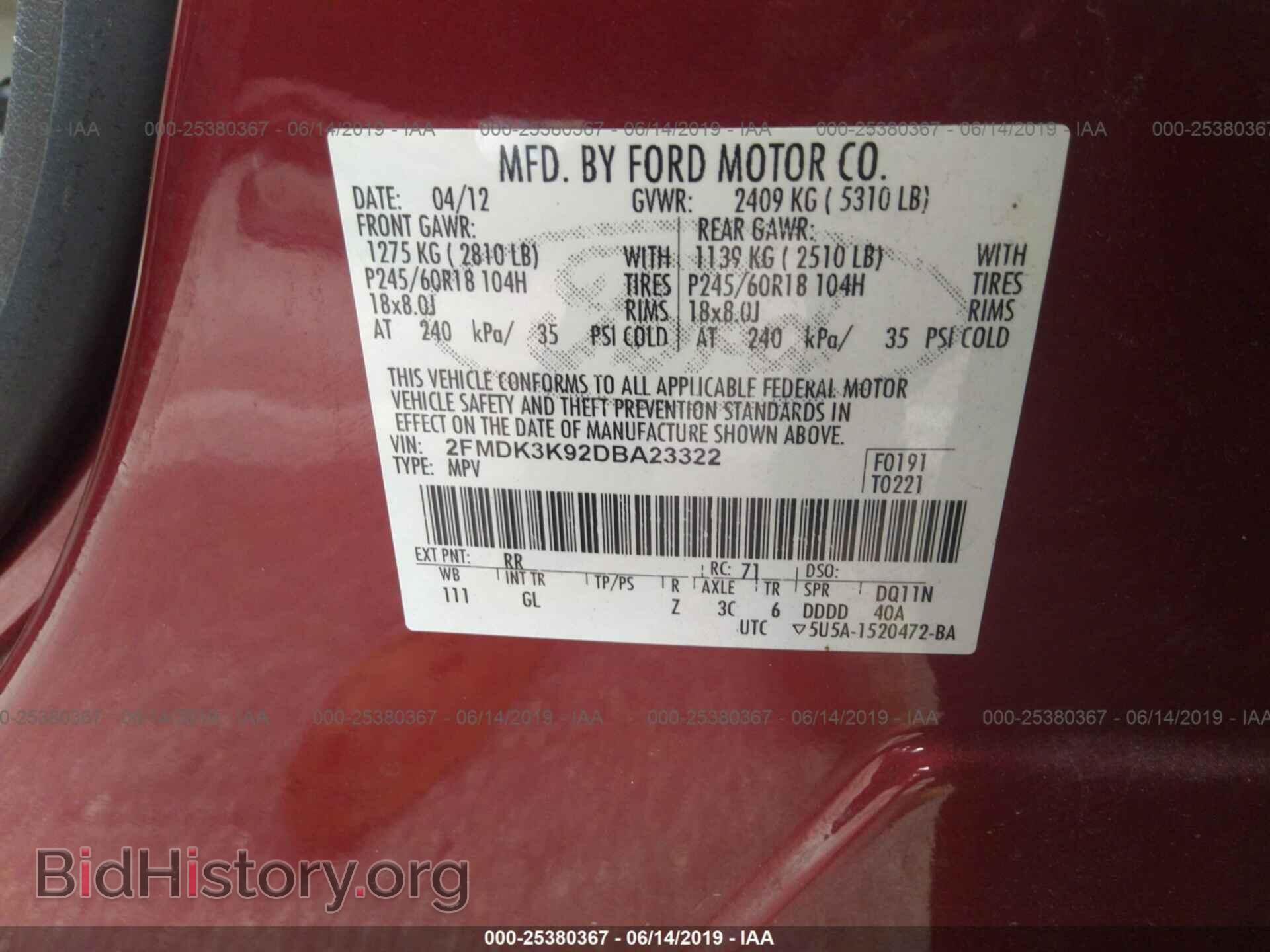 2013 FORD EDGE - VIN: 2FMDK3K92DBA23322 - Фото 9