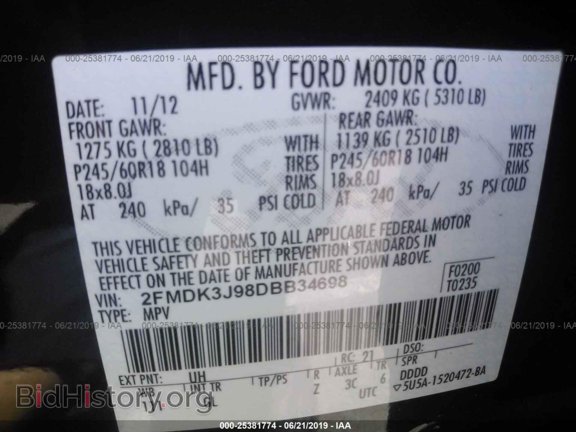2013 FORD EDGE - VIN: 2FMDK3J98DBB34698 - Photo 9