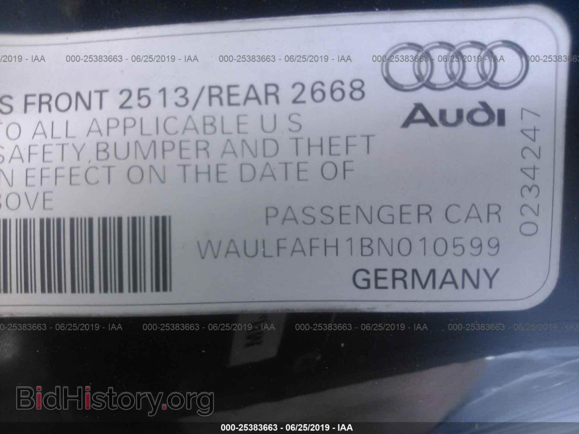 2011 AUDI A5 - VIN: WAULFAFH1BN010599 - Фото 9