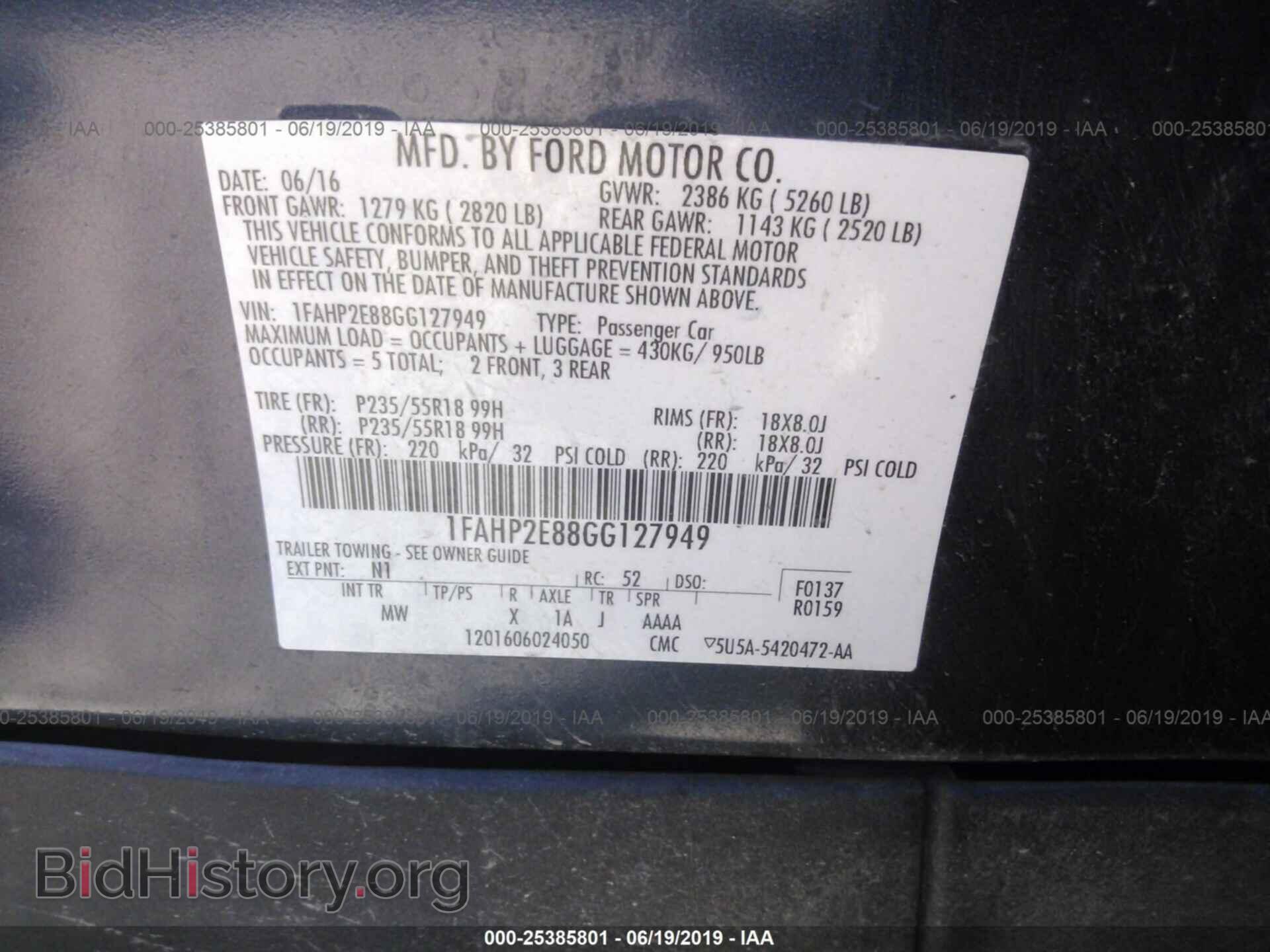 2016 FORD TAURUS - VIN: 1FAHP2E88GG127949 - Photo 9