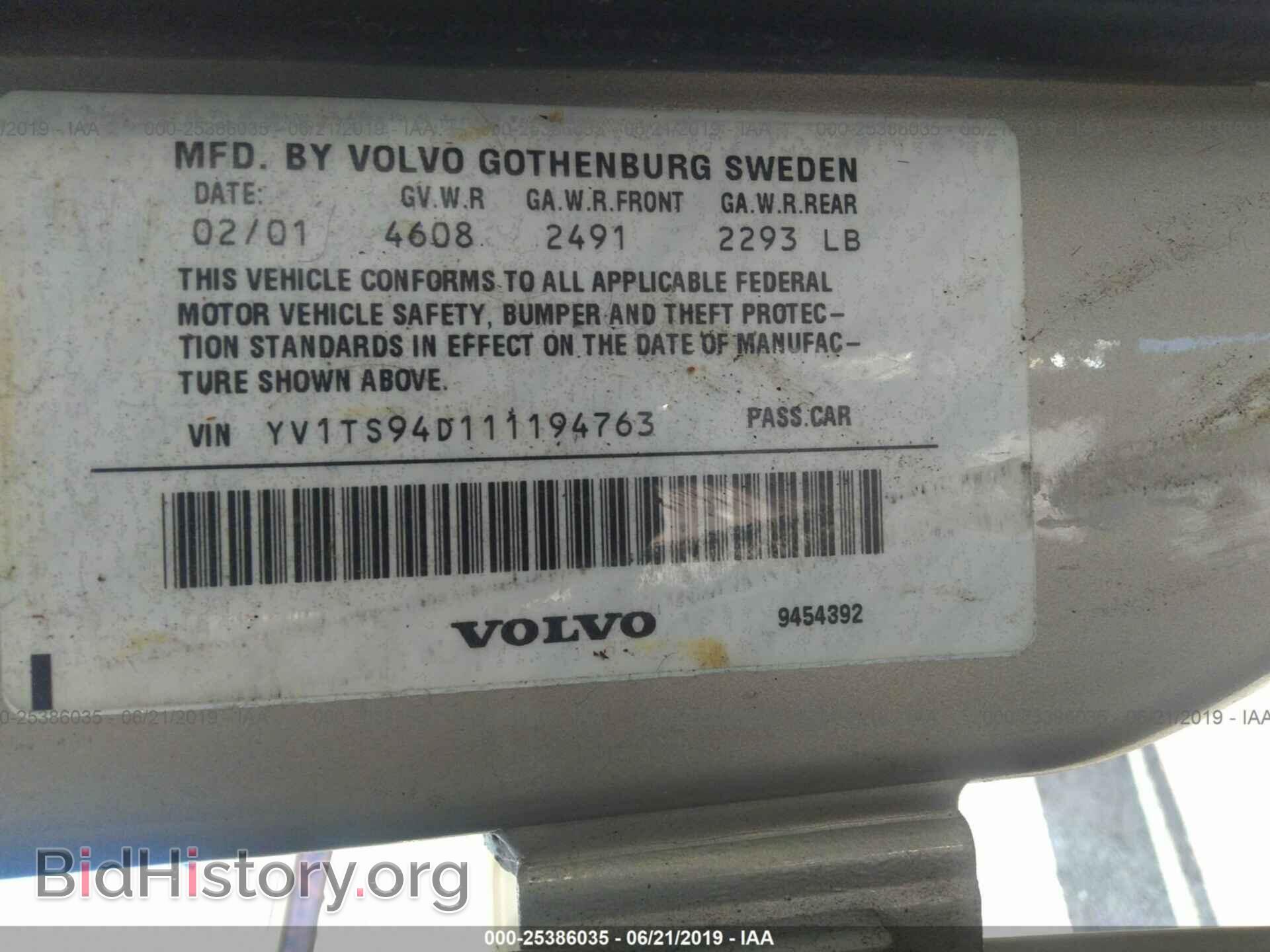 2001 VOLVO S80 - VIN: YV1TS94D111194763 - Фото 9