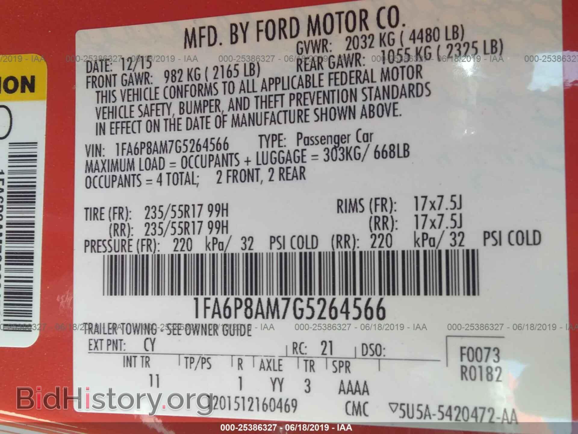 2016 FORD MUSTANG - VIN: 1FA6P8AM7G5264566 - Фото 9