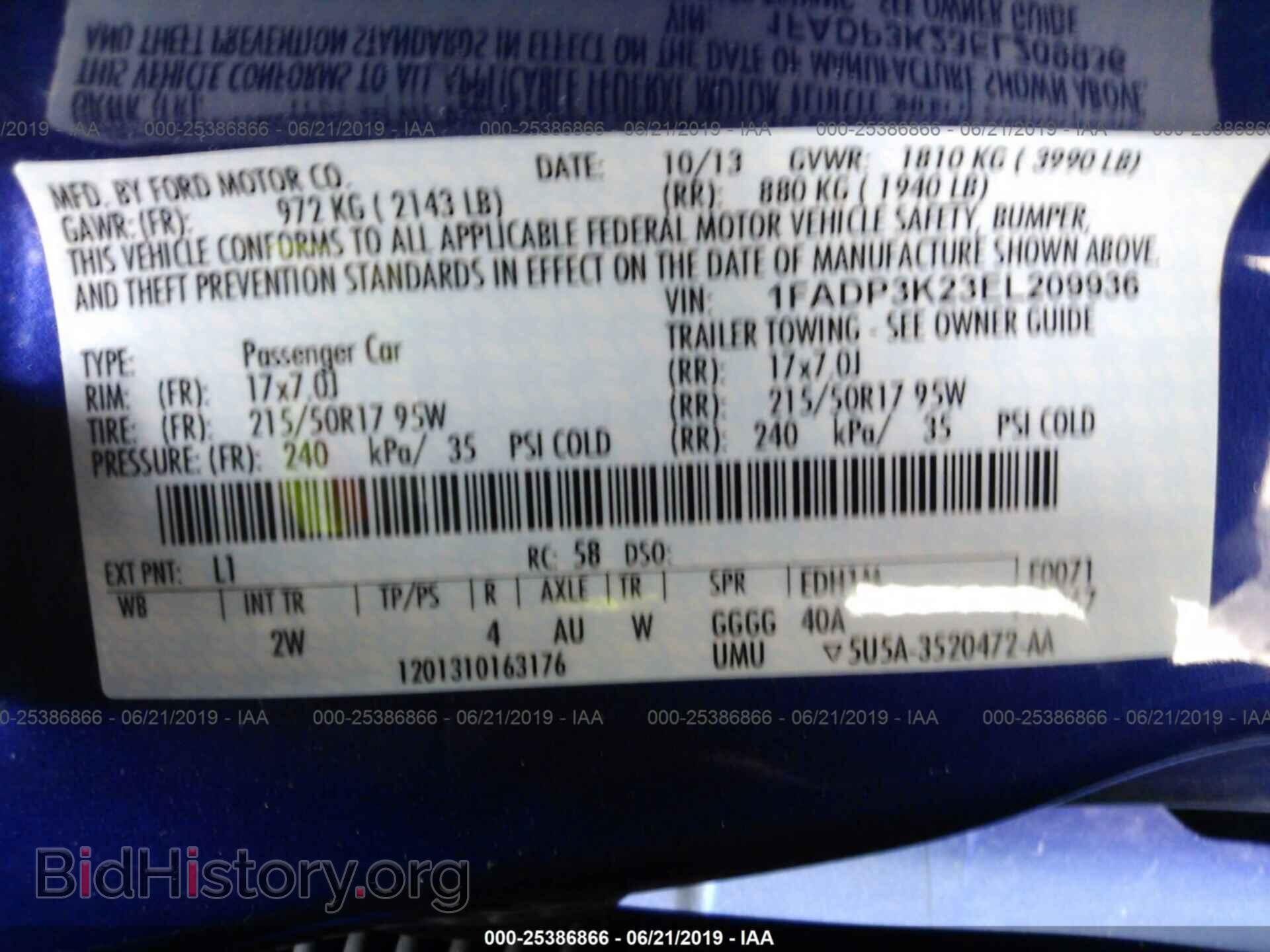 2014 FORD FOCUS - VIN: 1FADP3K23EL209936 - Фото 9