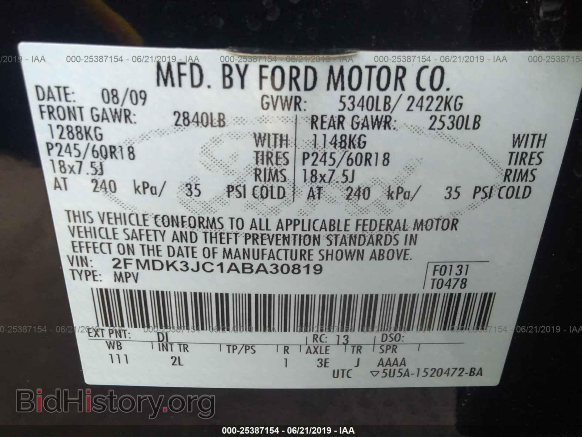 2010 FORD EDGE - VIN: 2FMDK3JC1ABA30819 - Photo 9
