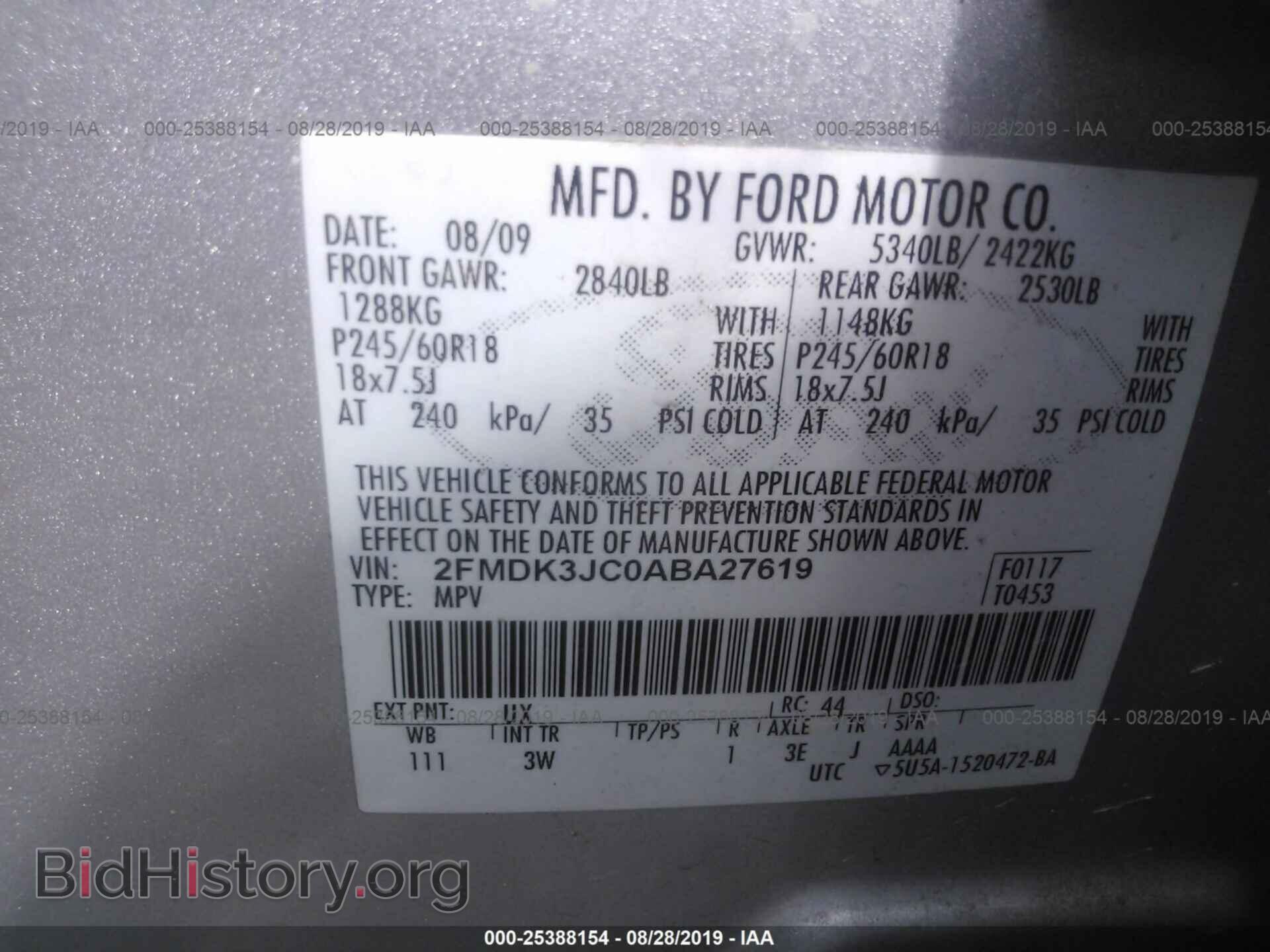 2010 FORD EDGE - VIN: 2FMDK3JC0ABA27619 - Photo 9