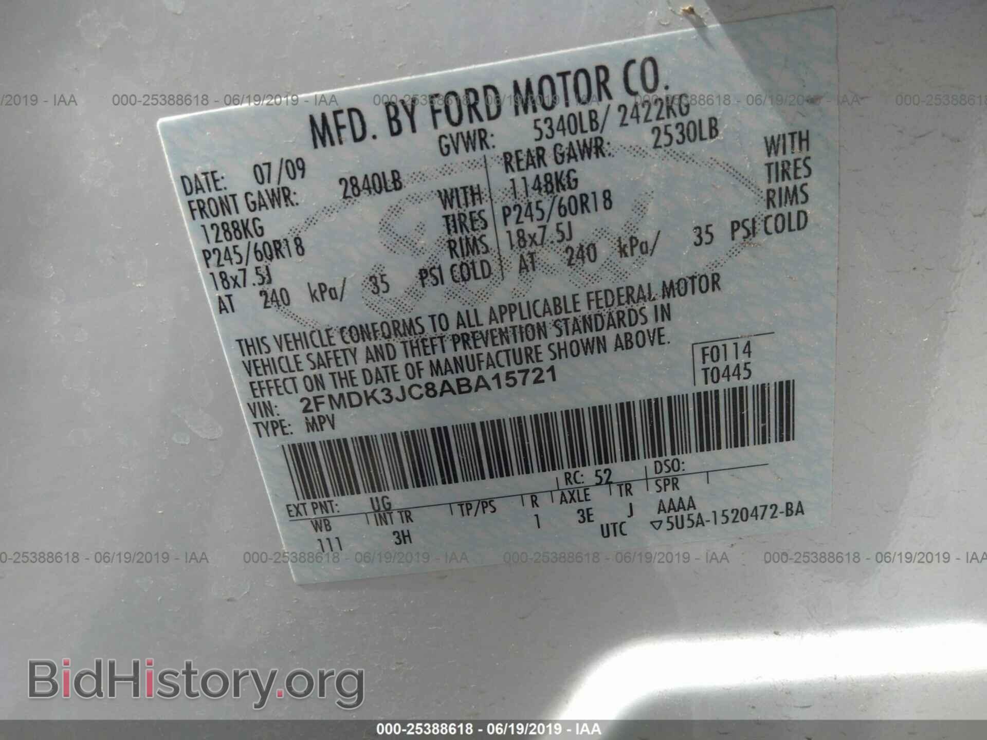 2010 FORD EDGE - VIN: 2FMDK3JC8ABA15721 - Photo 9