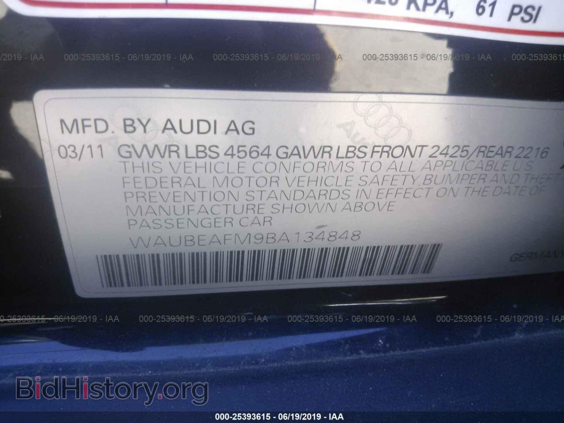 2011 AUDI A3 - VIN: WAUBEAFM9BA134848 - Фото 9