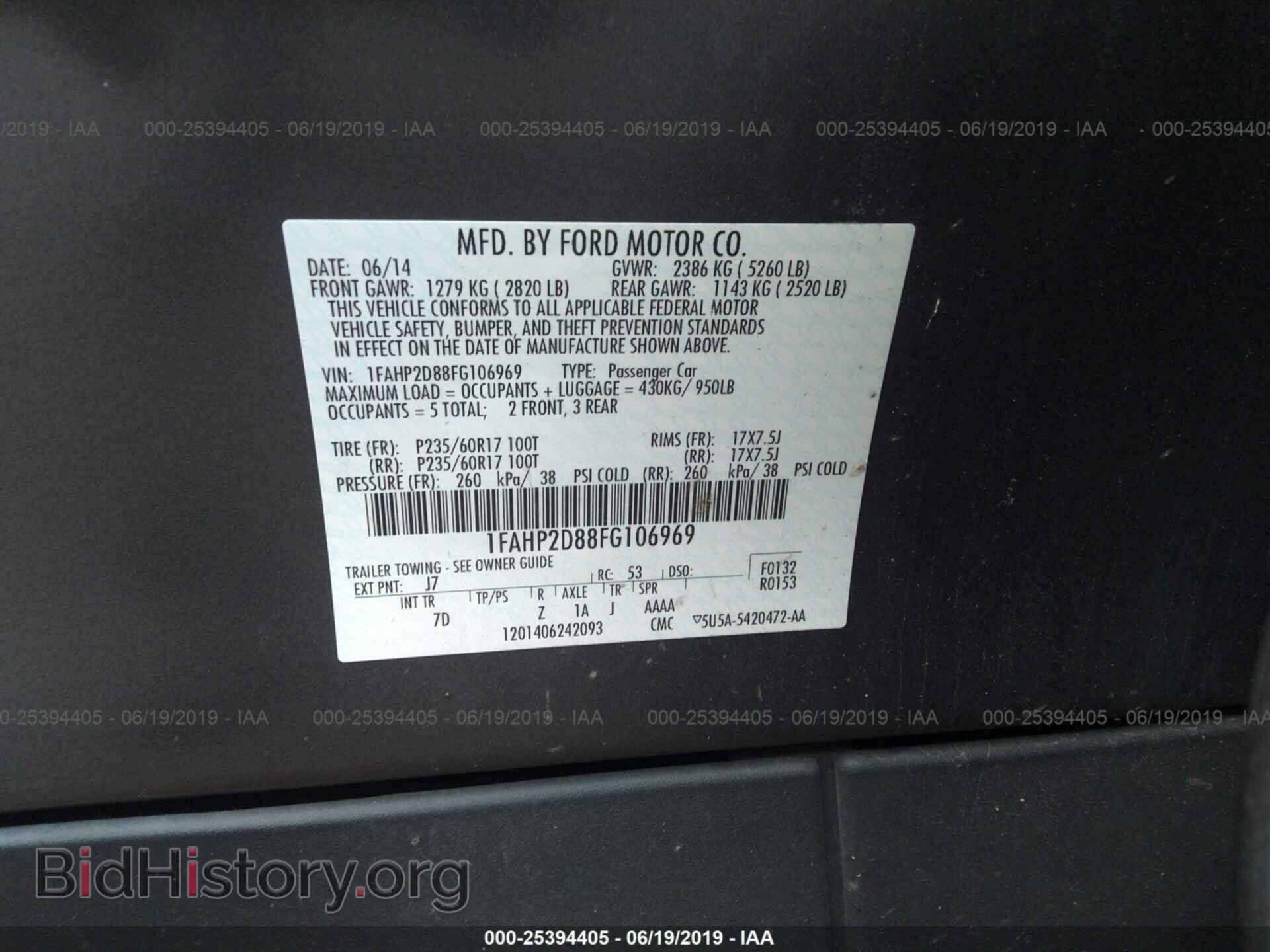 2015 FORD TAURUS - VIN: 1FAHP2D88FG106969 - Фото 9