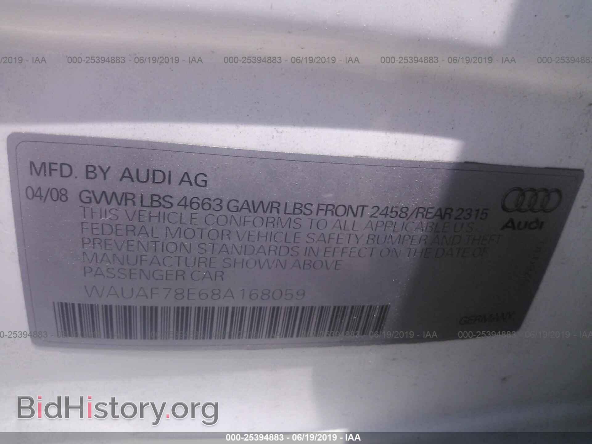 2008 AUDI A4 - VIN: WAUAF78E68A168059 - Фото 9