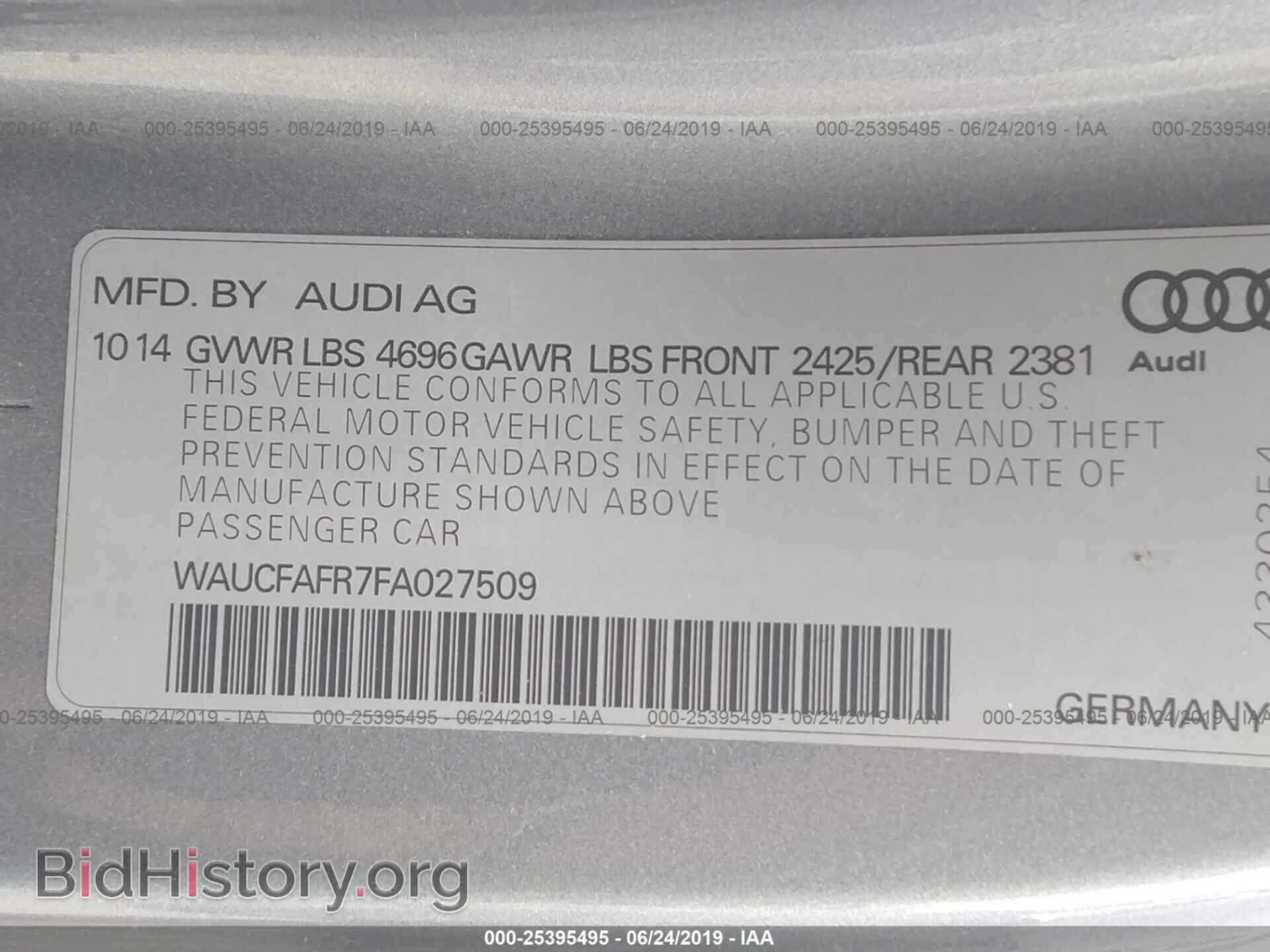 2015 AUDI A5 - VIN: WAUCFAFR7FA027509 - Фото 9