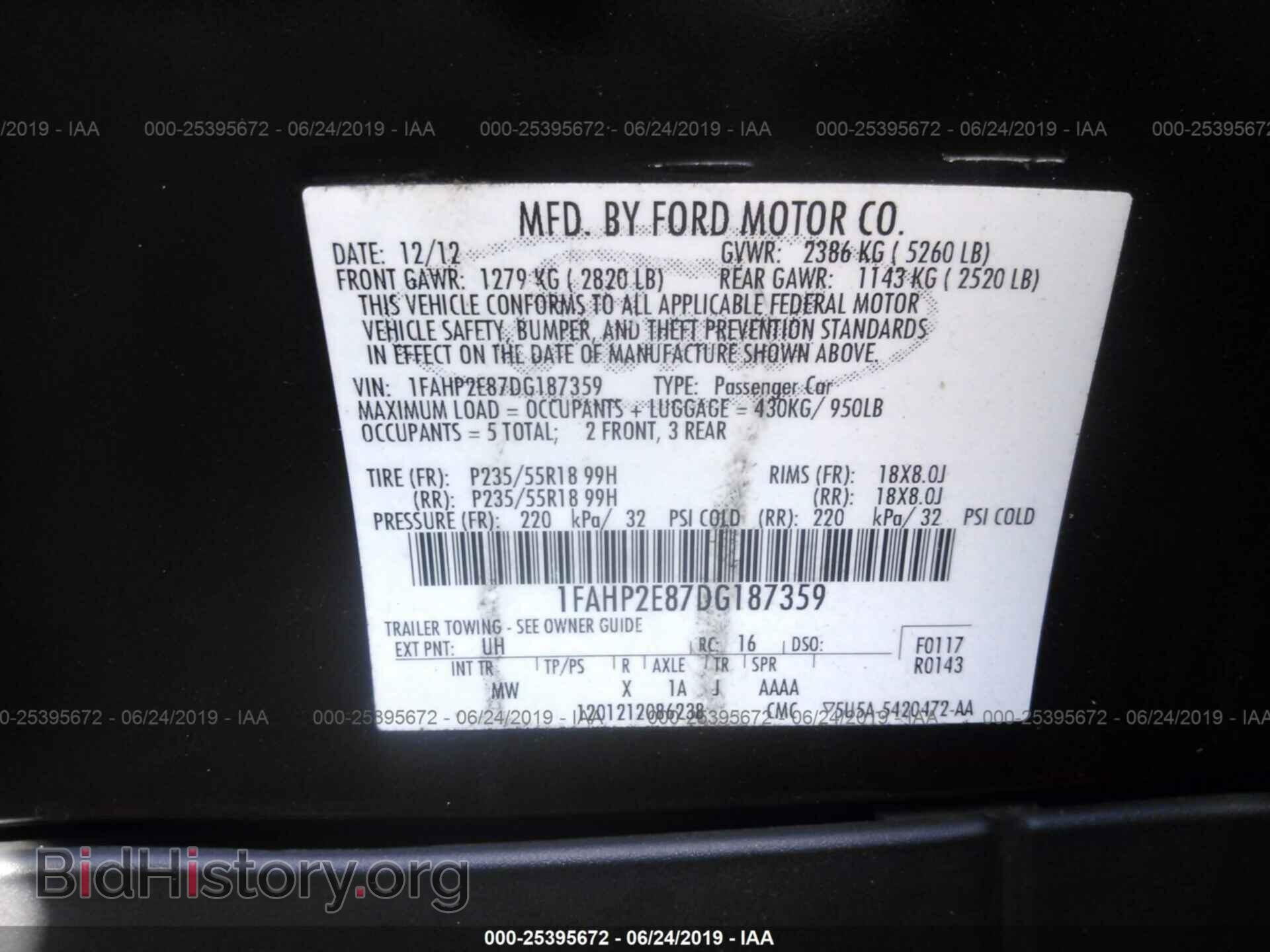 2013 FORD TAURUS - VIN: 1FAHP2E87DG187359 - Photo 9