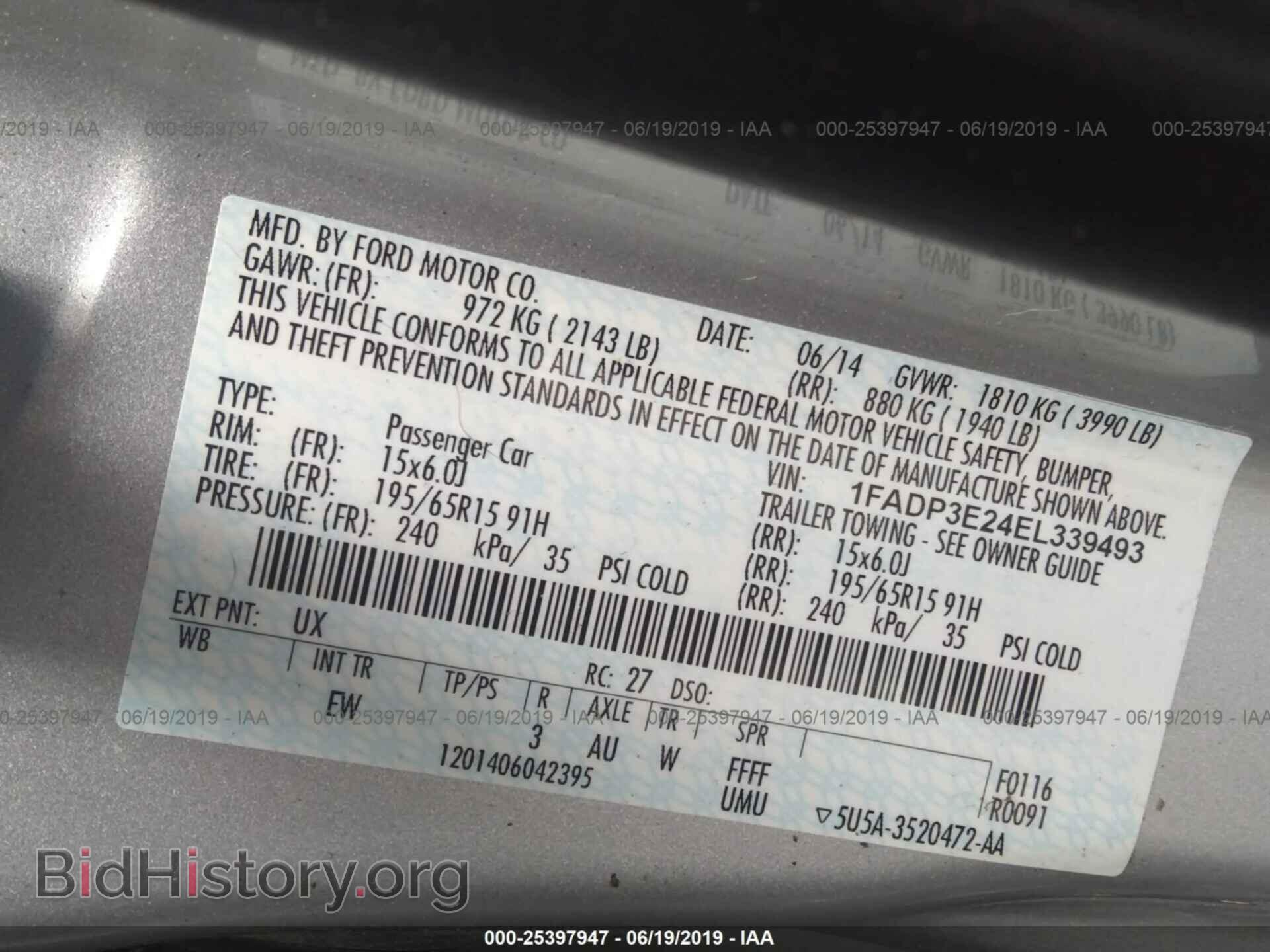 2014 FORD FOCUS - VIN: 1FADP3E24EL339493 - Фото 9