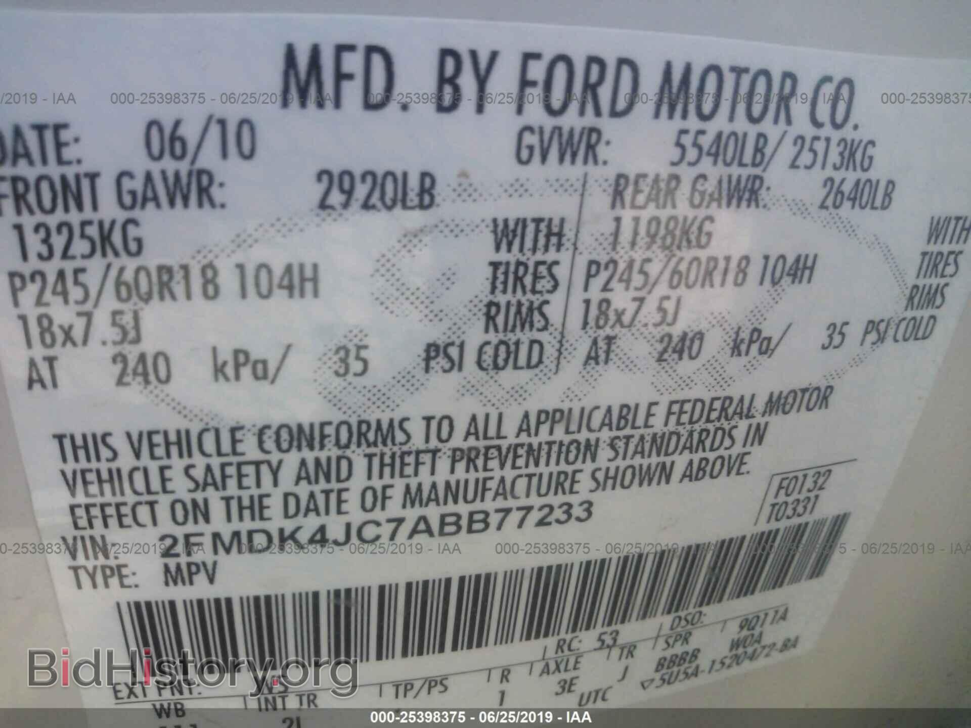 2010 FORD EDGE - VIN: 2FMDK4JC7ABB77233 - Photo 9