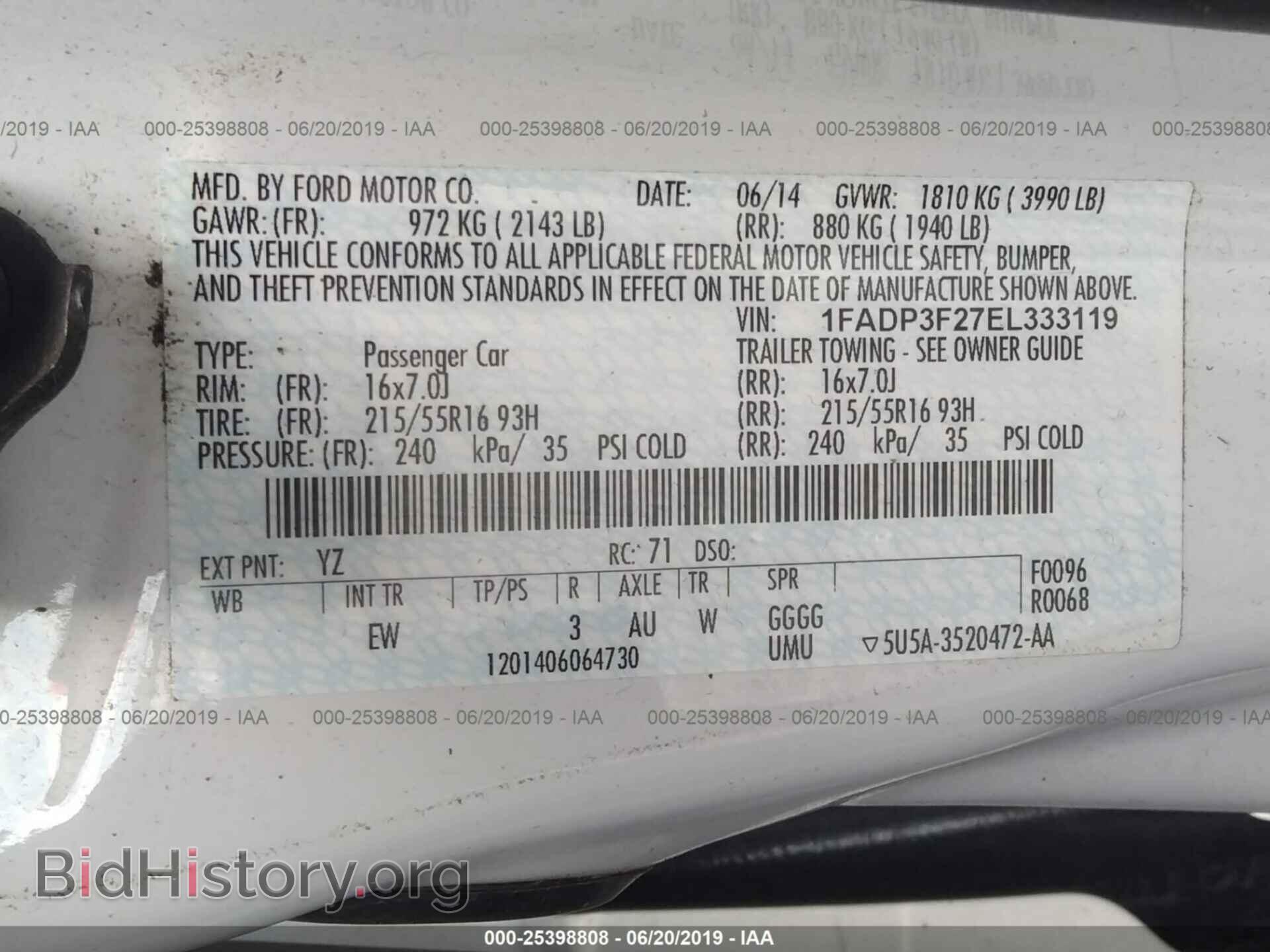 2014 FORD FOCUS - VIN: 1FADP3F27EL333119 - Фото 9