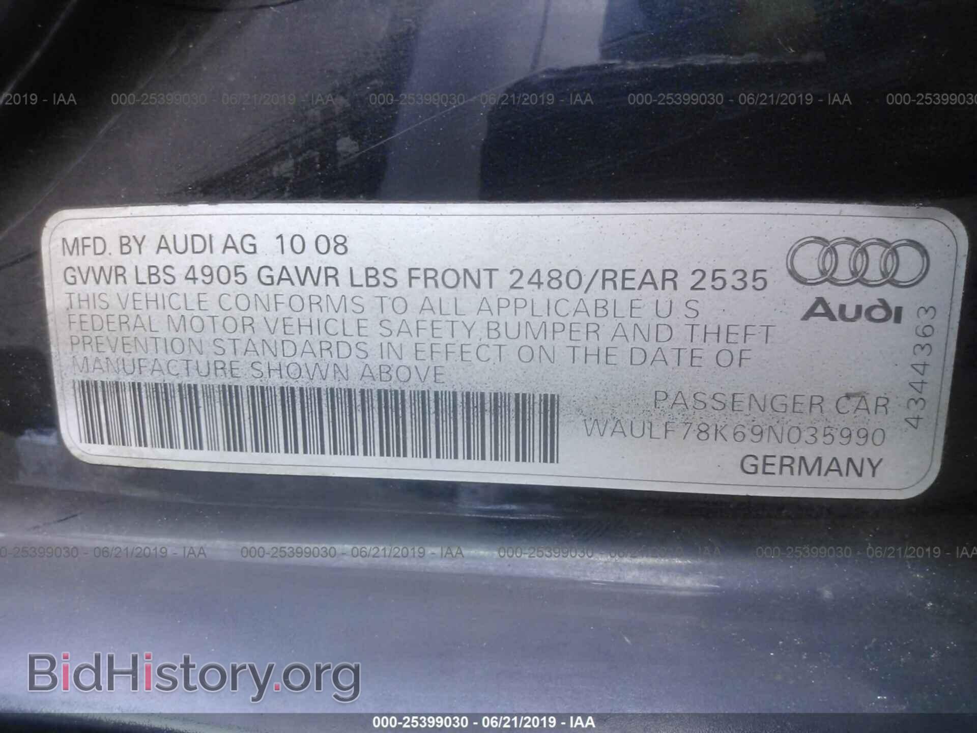 2009 AUDI A4 - VIN: WAULF78K69N035990 - Фото 9