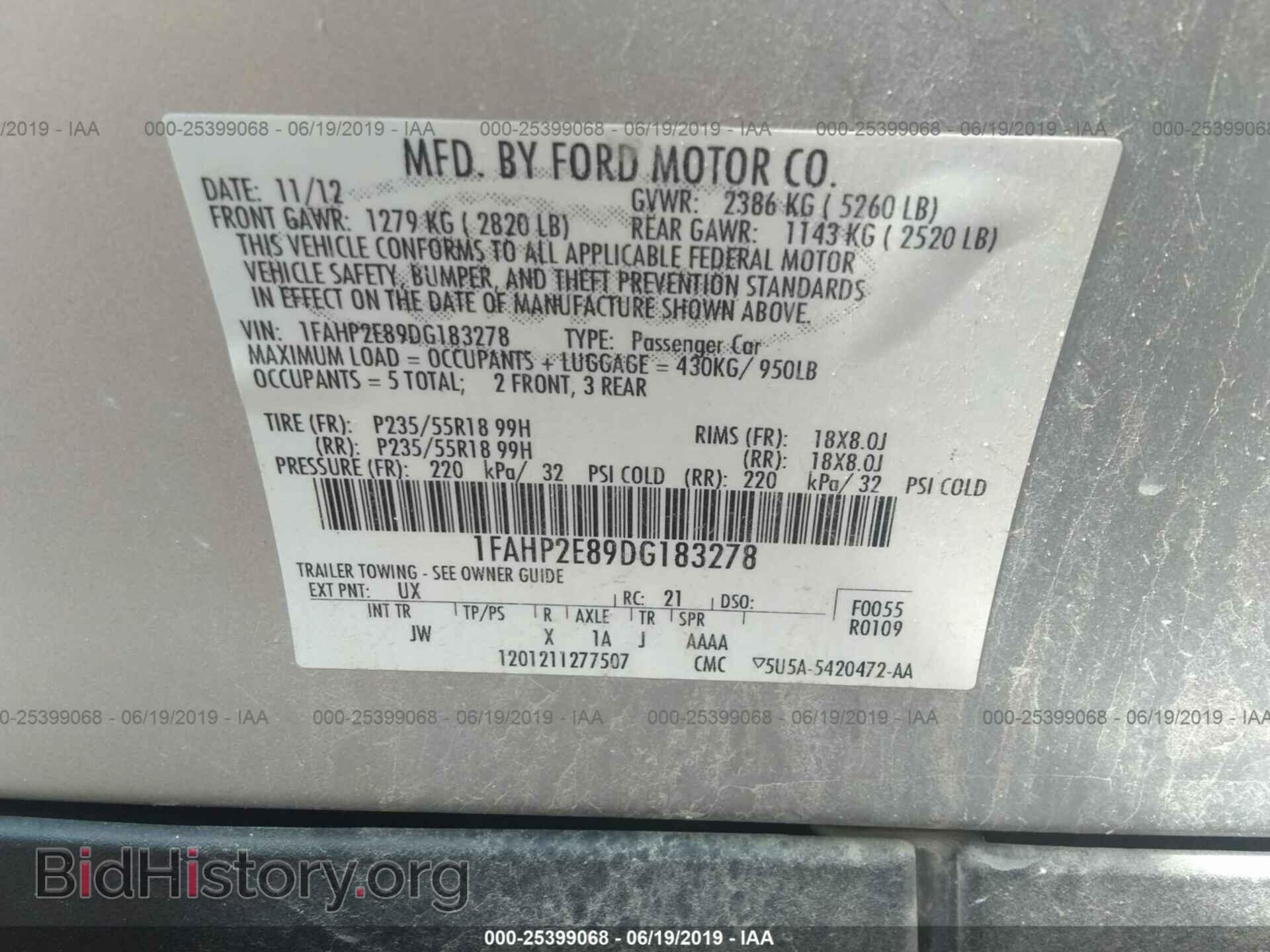 2013 FORD TAURUS - VIN: 1FAHP2E89DG183278 - Фото 9