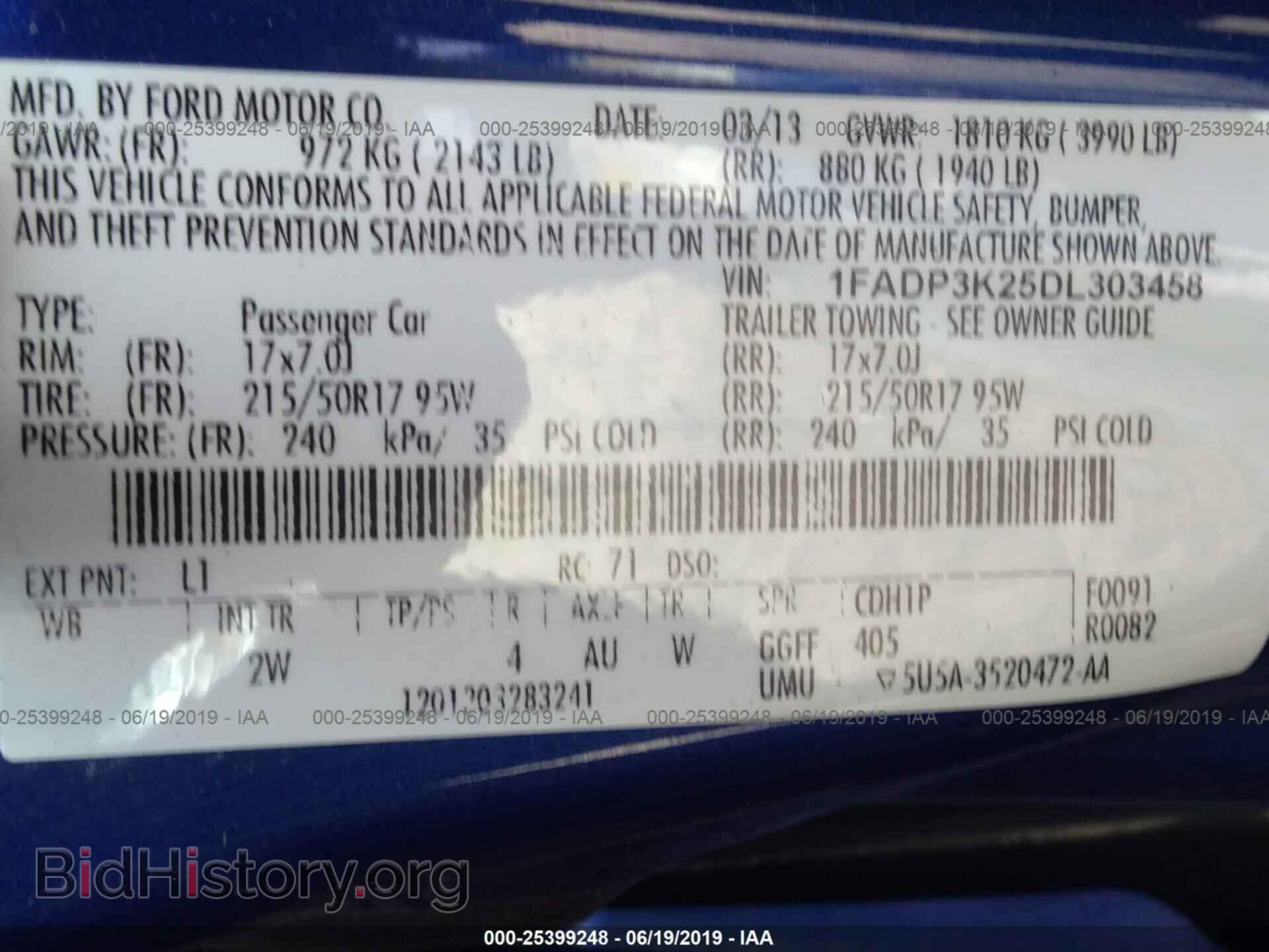 2013 FORD FOCUS - VIN: 1FADP3K25DL303458 - Фото 9