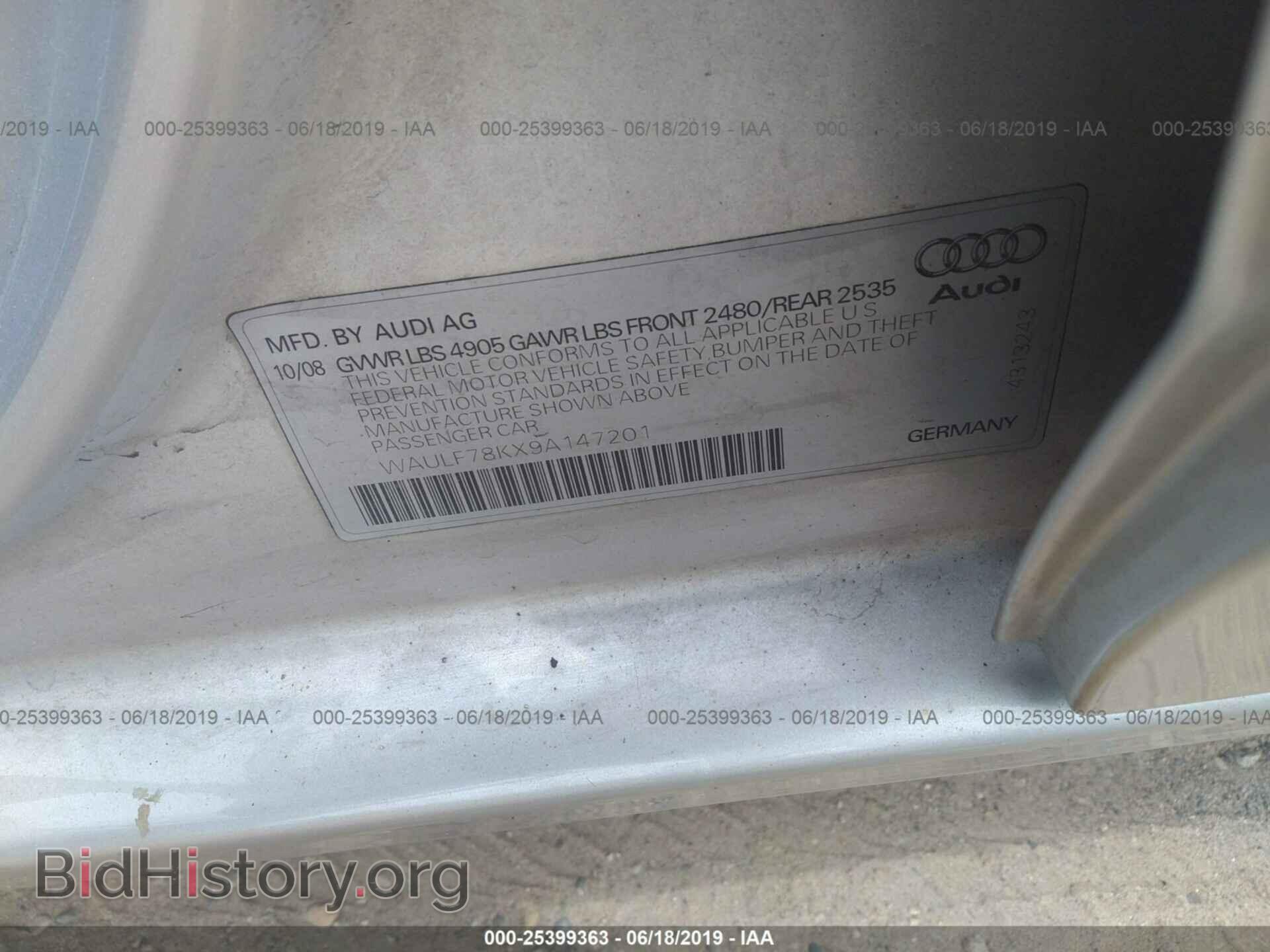 2009 AUDI A4 - VIN: WAULF78KX9A147201 - Фото 9