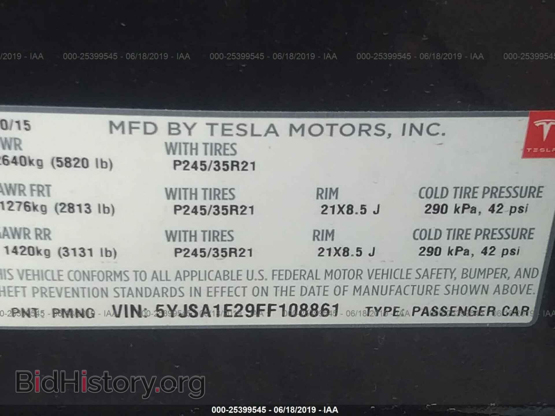 2015 TESLA MODEL S - VIN: 5YJSA1E29FF108861 - Photo 9