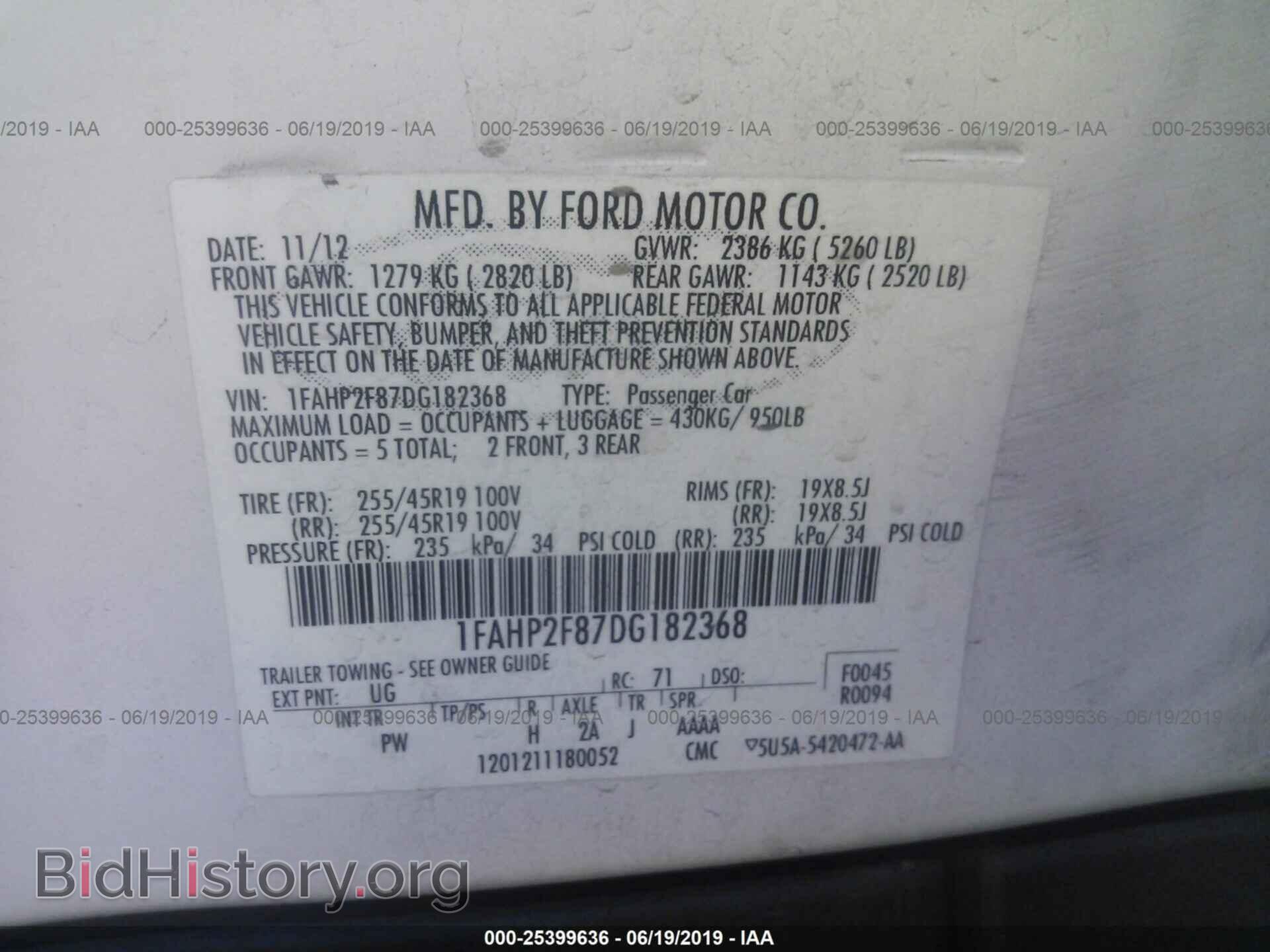 2013 FORD TAURUS - VIN: 1FAHP2F87DG182368 - Фото 9