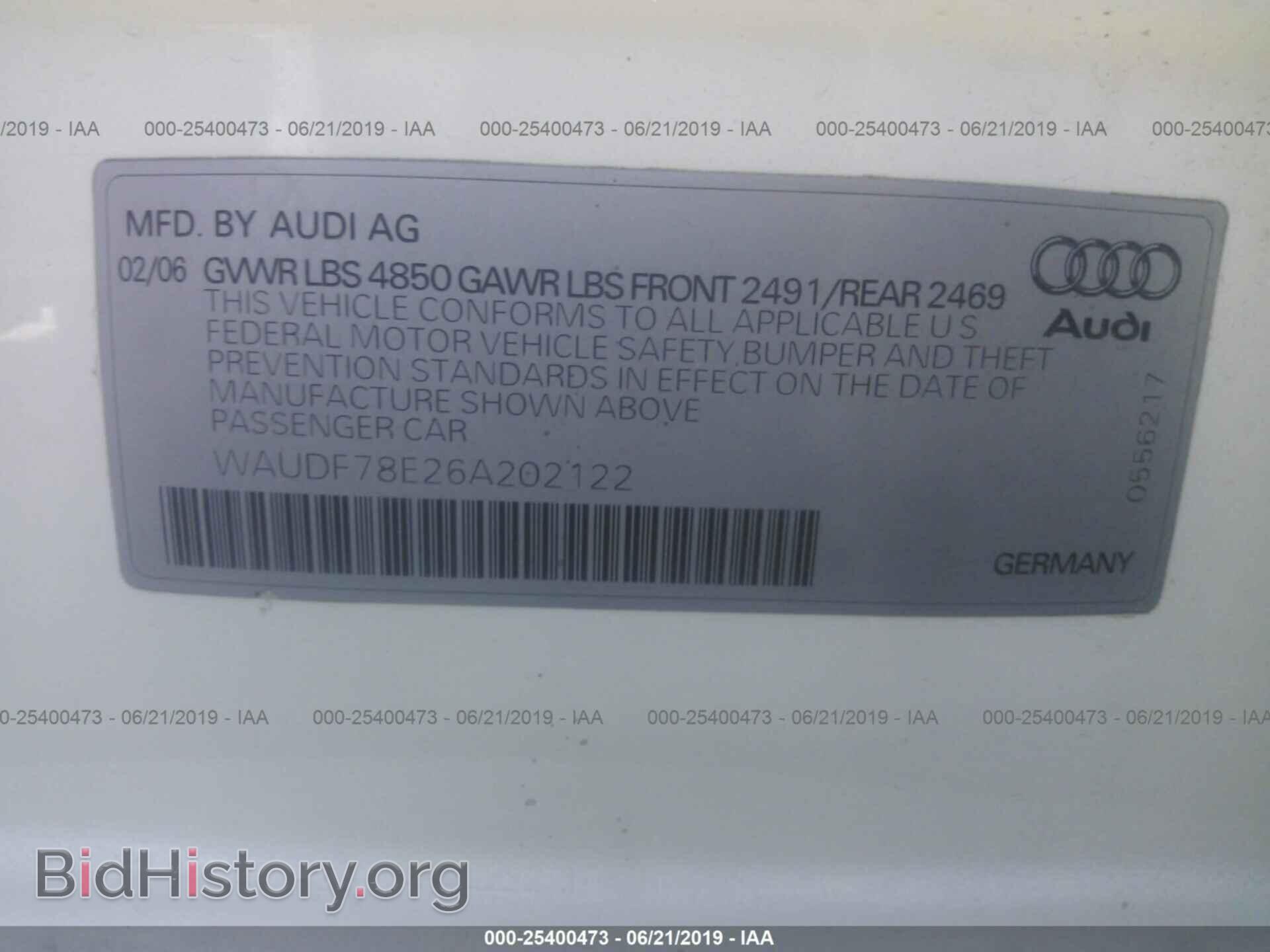 2006 AUDI A4 - VIN: WAUDF78E26A202122 - Photo 9