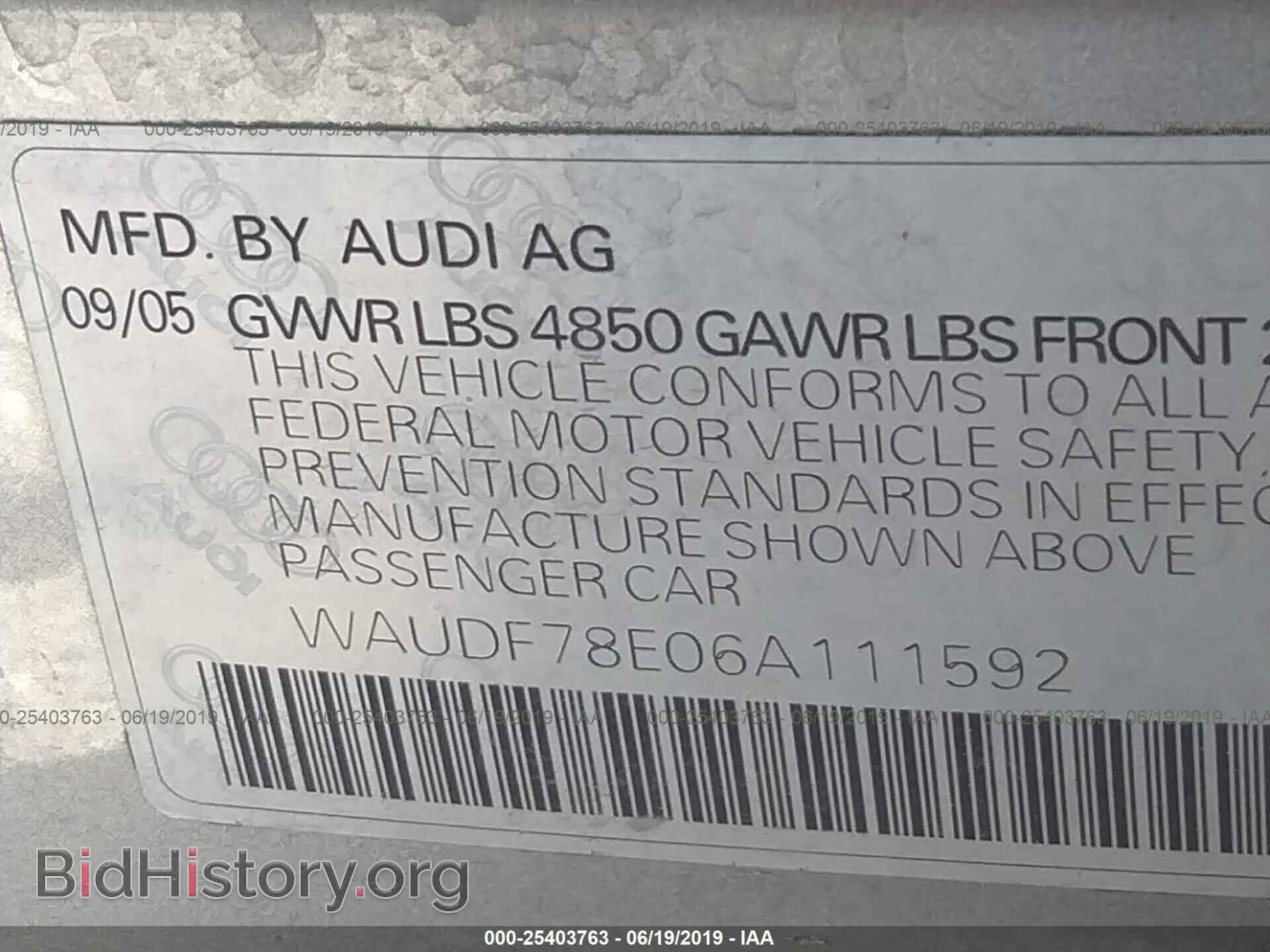 2006 AUDI A4 - VIN: WAUDF78E06A111592 - Фото 9