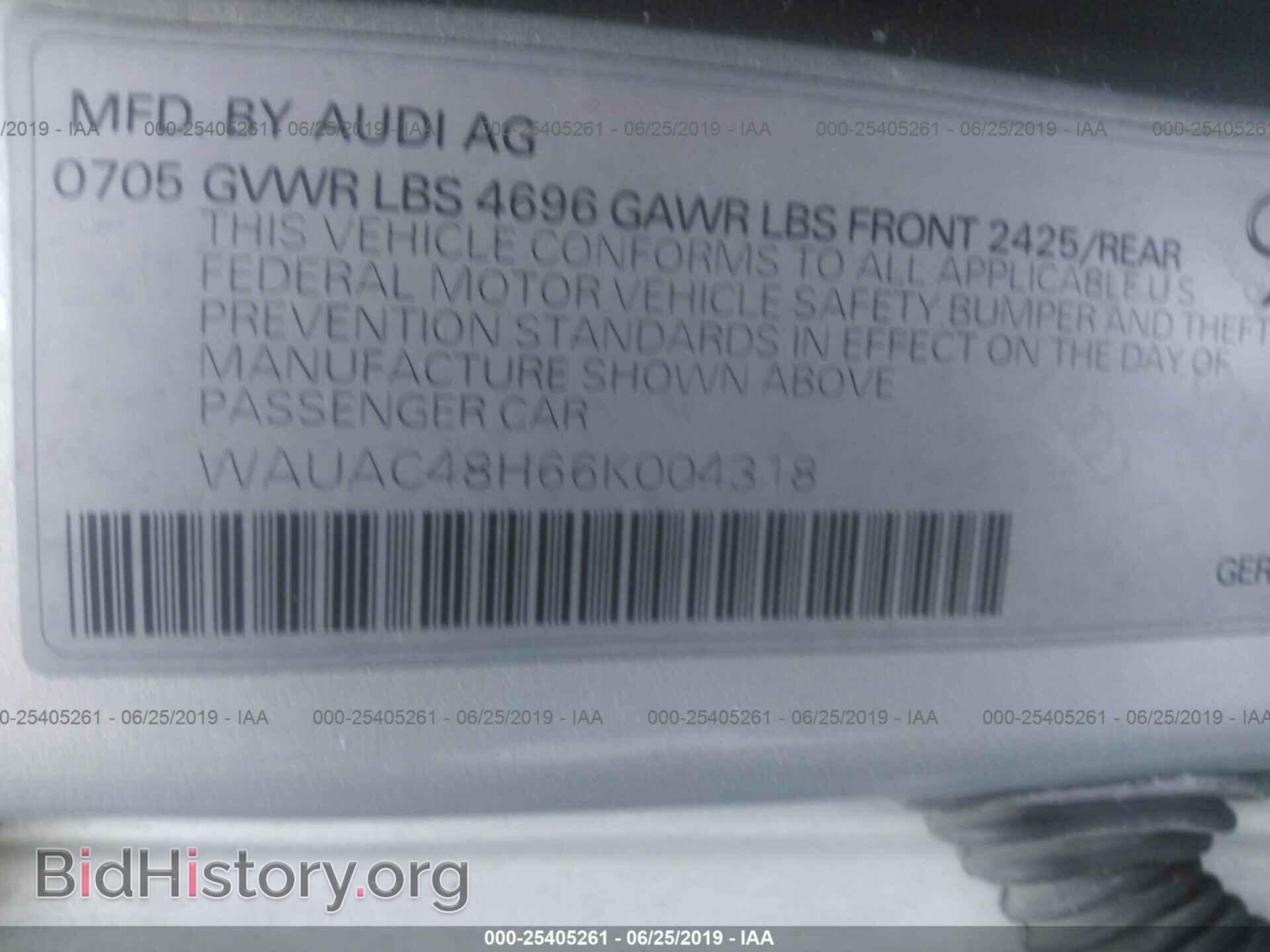 2006 AUDI A4 - VIN: WAUAC48H66K004318 - Фото 9