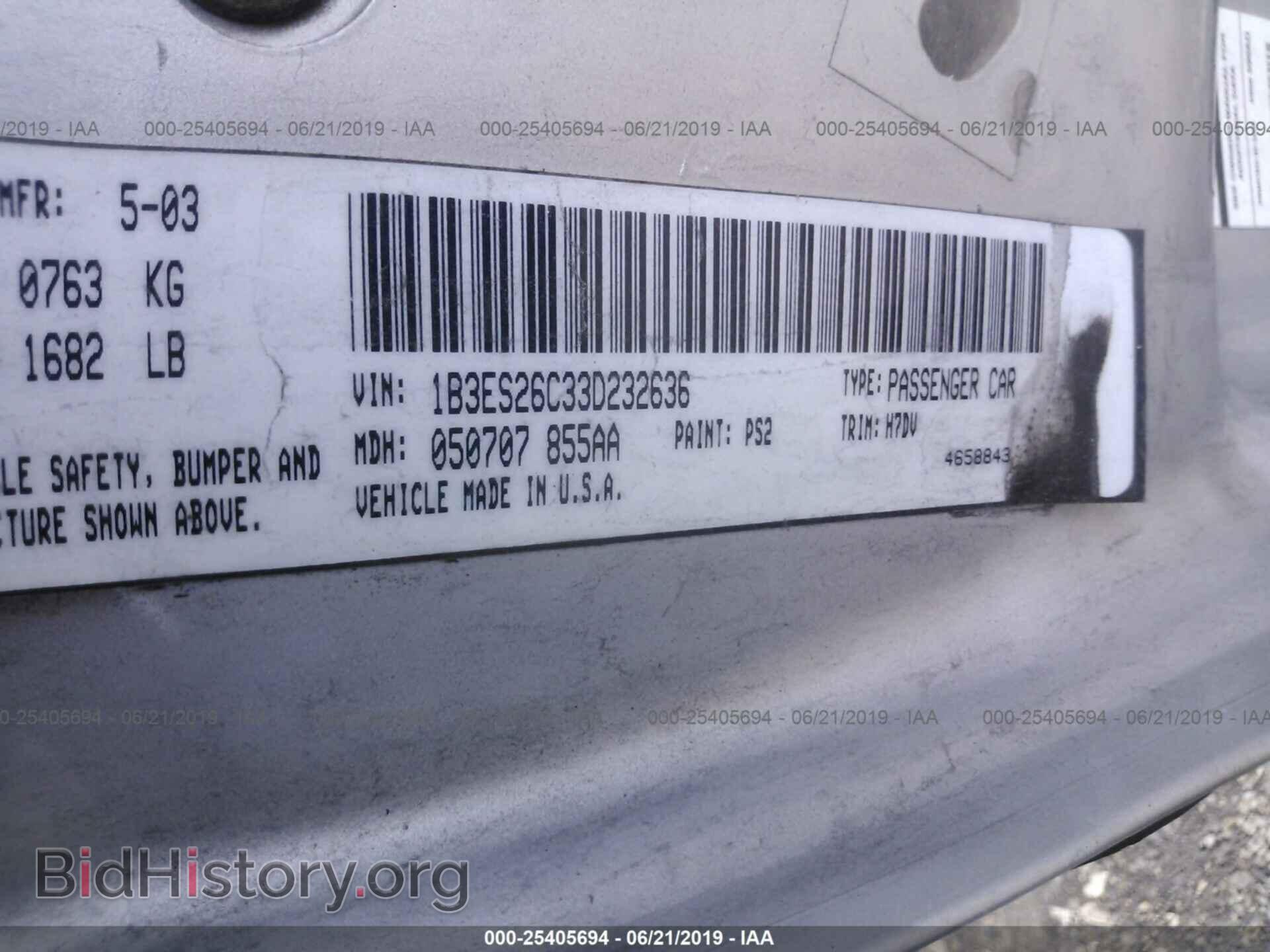 2003 DODGE NEON - VIN: 1B3ES26C33D232636 - Фото 9