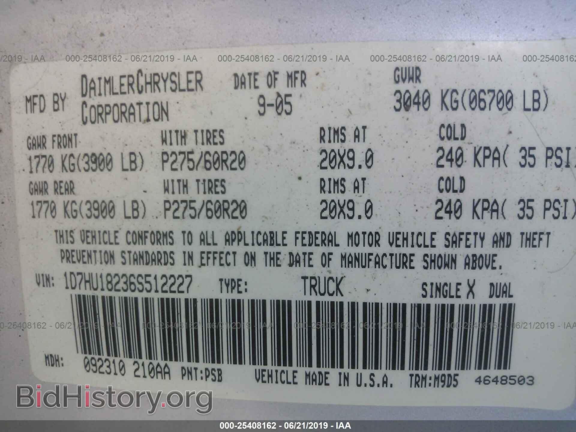 2006 DODGE RAM 1500 - VIN: 1D7HU18236S512227 - Фото 9
