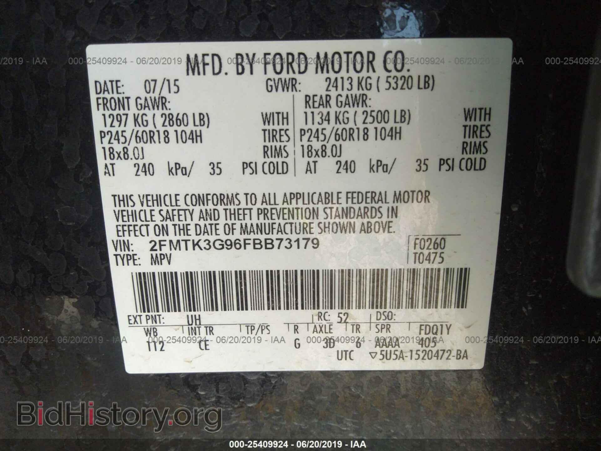2015 FORD EDGE - VIN: 2FMTK3G96FBB73179 - Photo 9