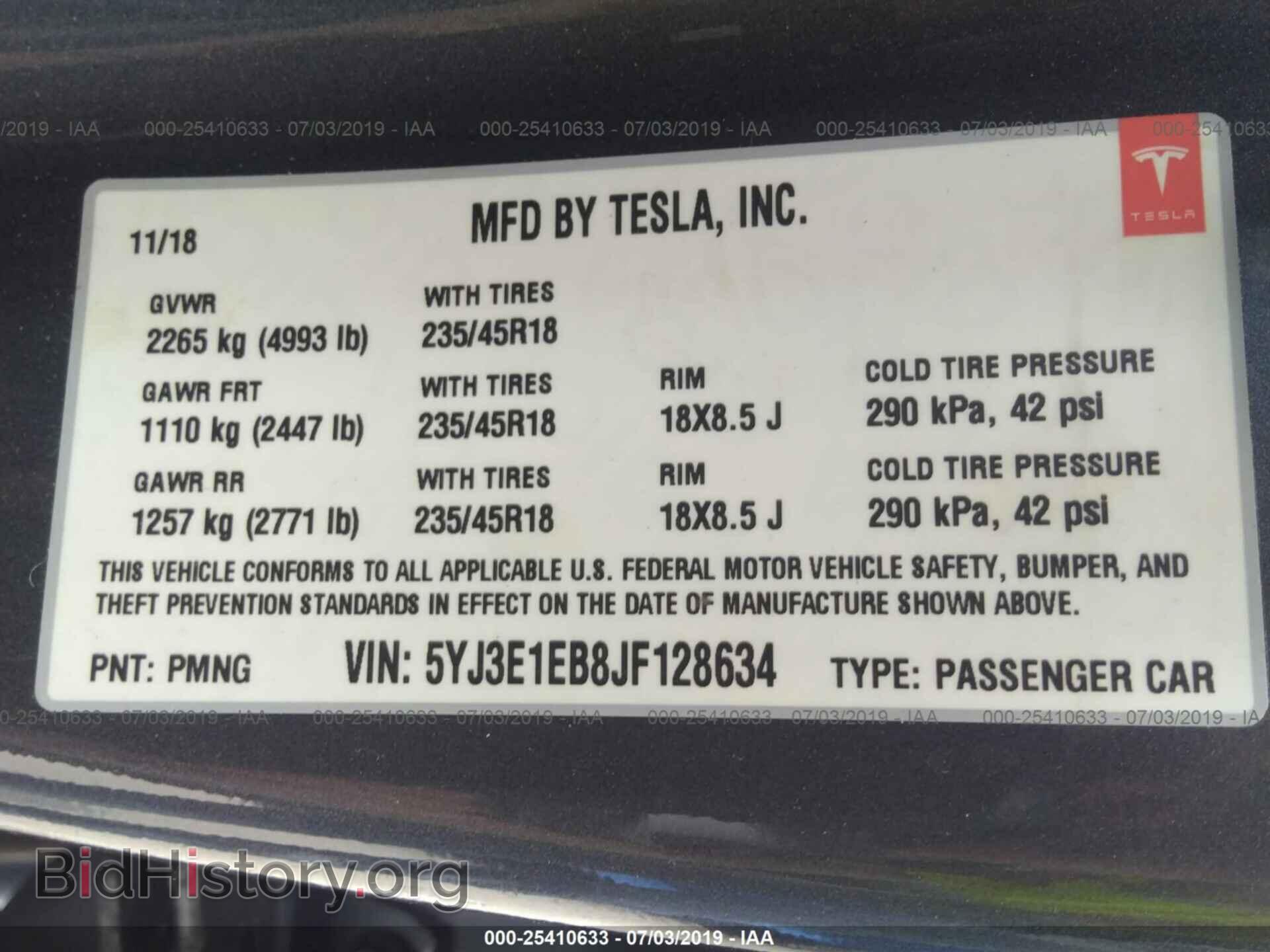 2018 TESLA MODEL 3 - VIN: 5YJ3E1EB8JF128634 - Photo 9