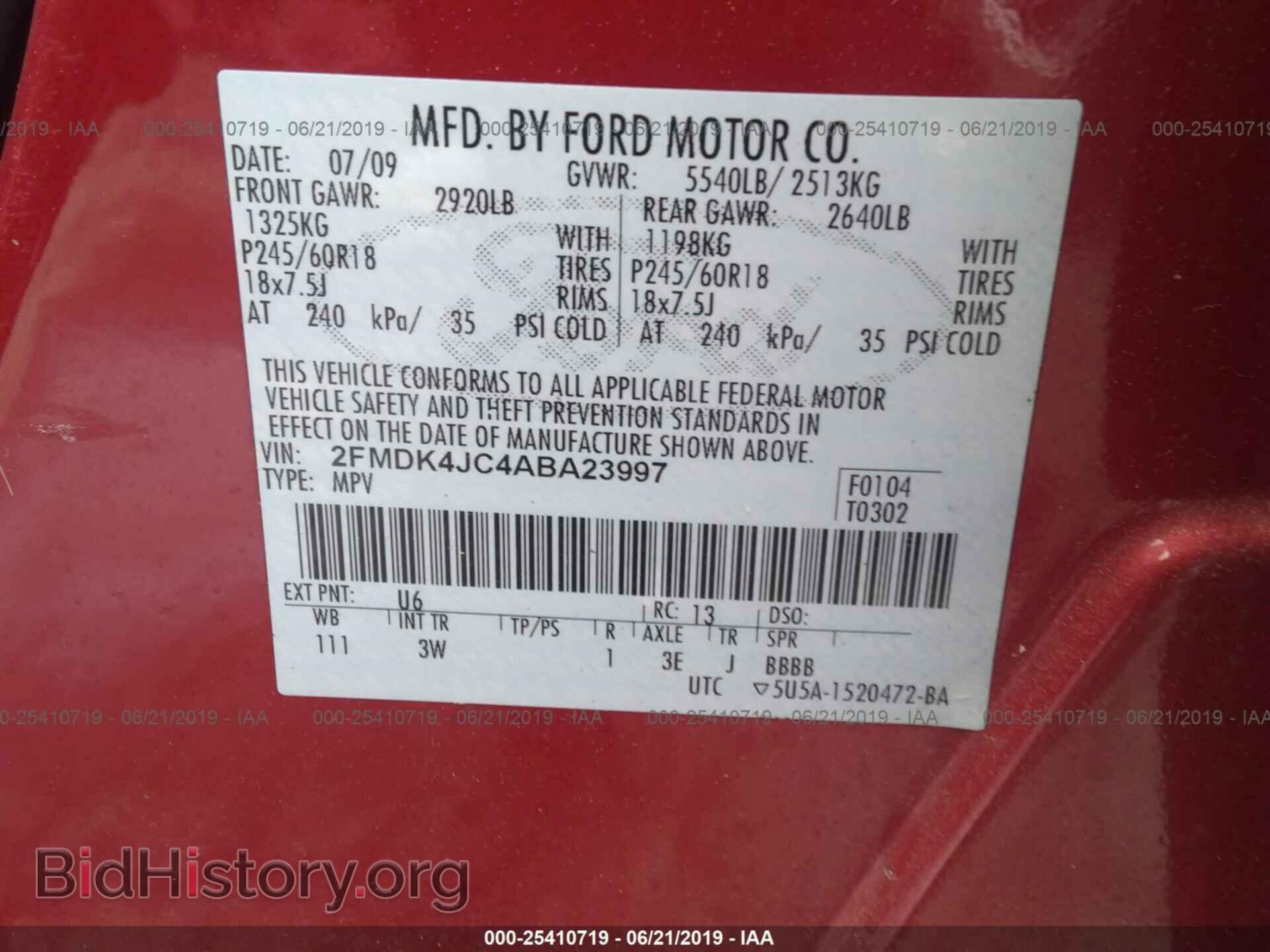 2010 FORD EDGE - VIN: 2FMDK4JC4ABA23997 - Photo 9