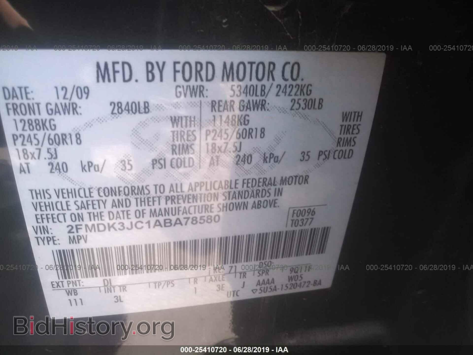 2010 FORD EDGE - VIN: 2FMDK3JC1ABA78580 - Photo 9