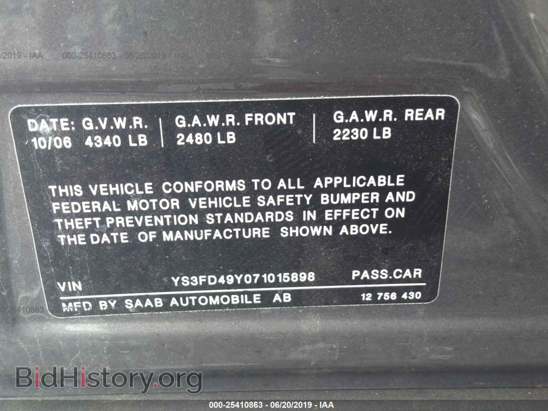2007 Saab 9-3 - VIN: YS3FD49Y071015898 - Фото 9
